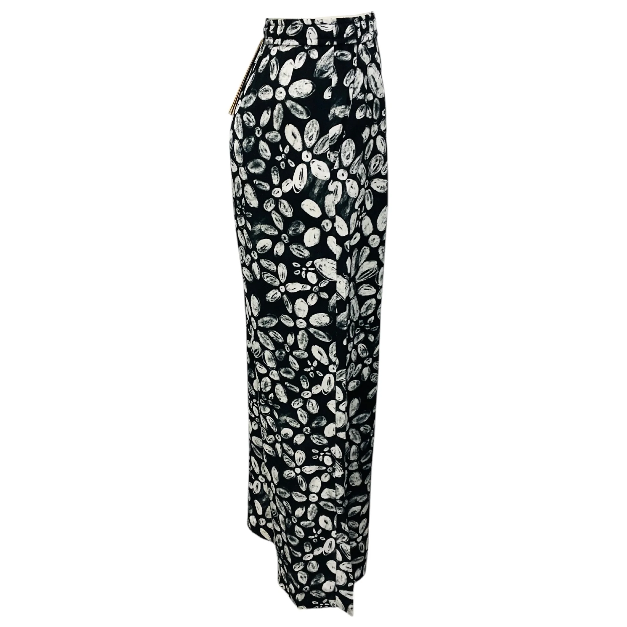 Marni Black / White Blooming Envers Satin Pants - Image 2