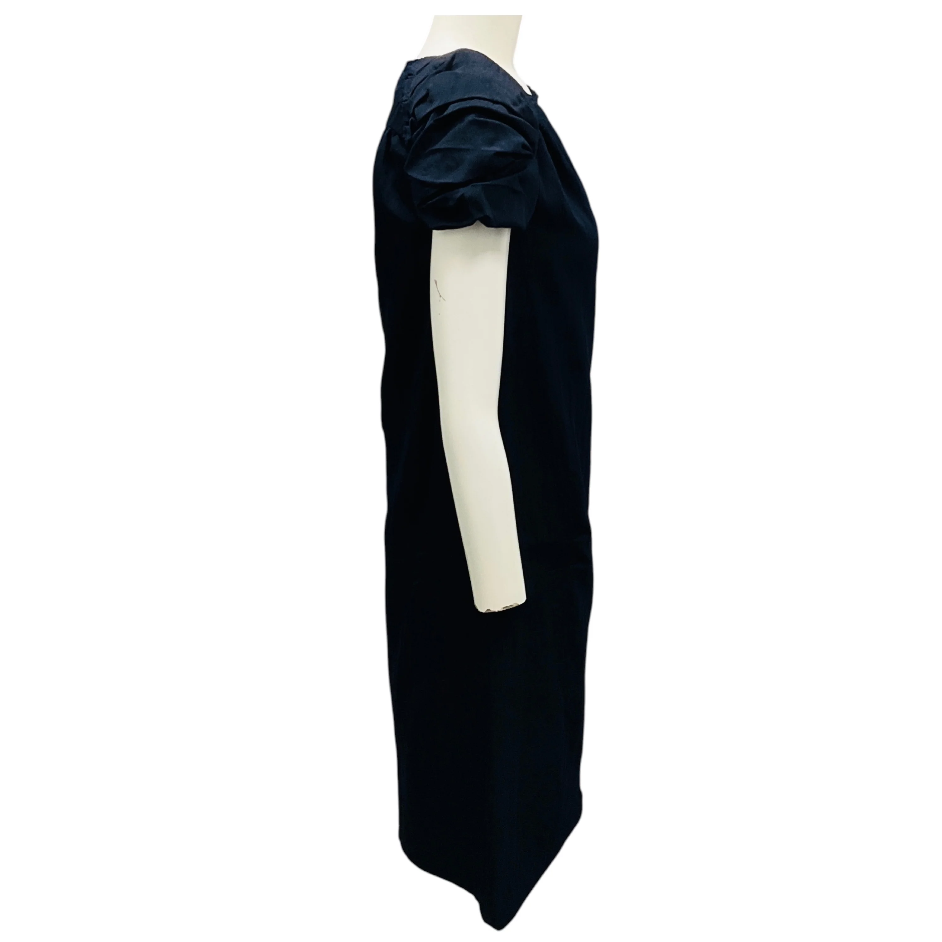 Marni Navy Blue Cap Sleeved Raw Edge Midi Cocktail Dress - Image 2
