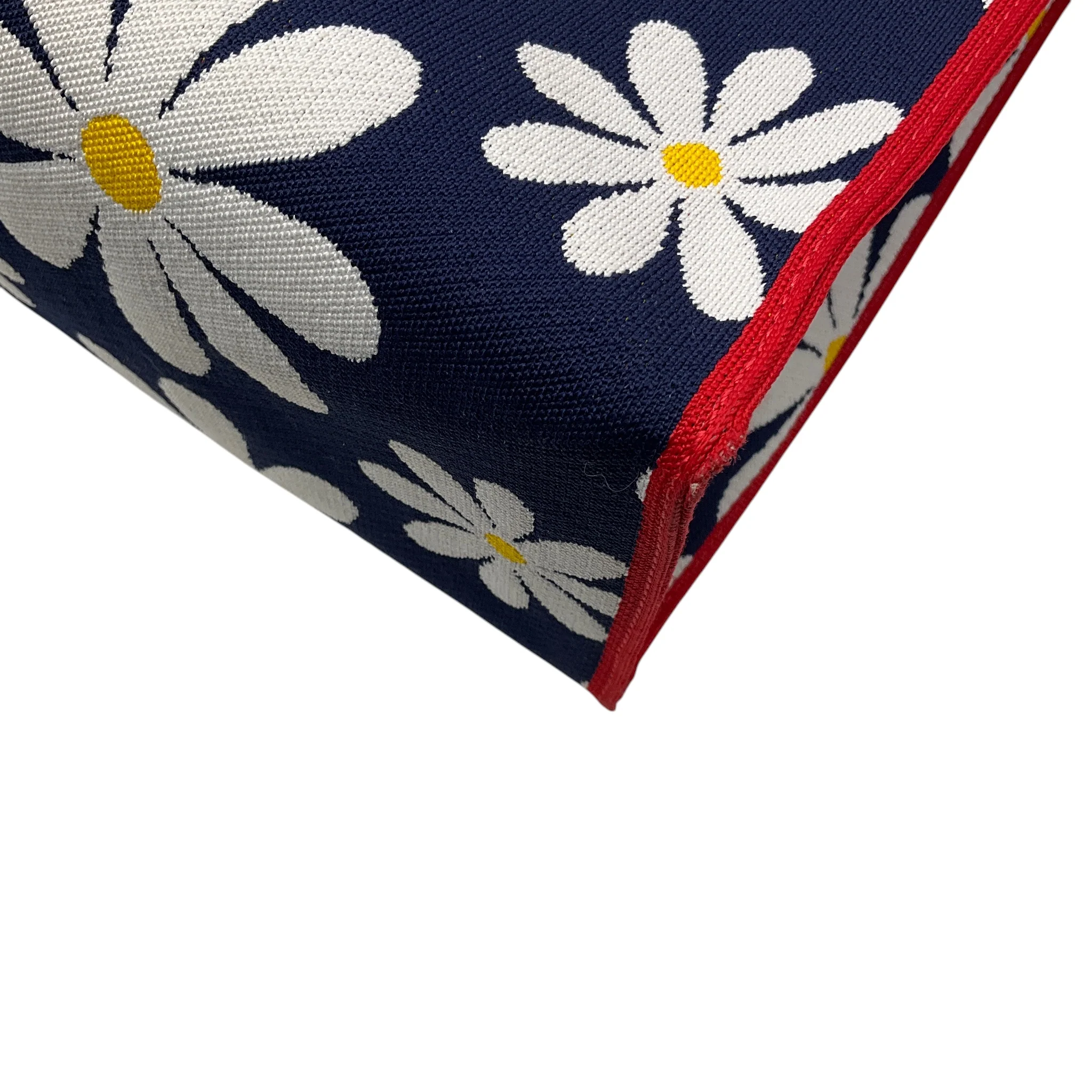 Marni Navy Blue / White / Yellow / Red Logo Floral Daisy Knit Fabric Tote Bag - Image 10