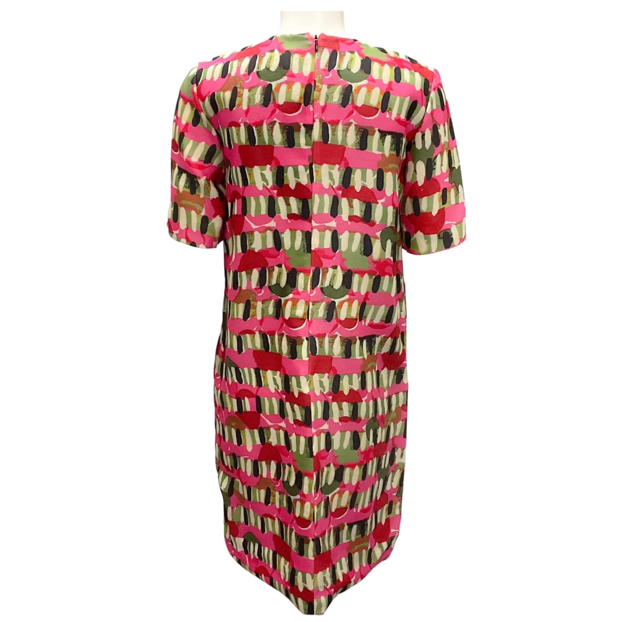 Marni Pink / Green Multi Printed Short Sleeved Dress - Image 3