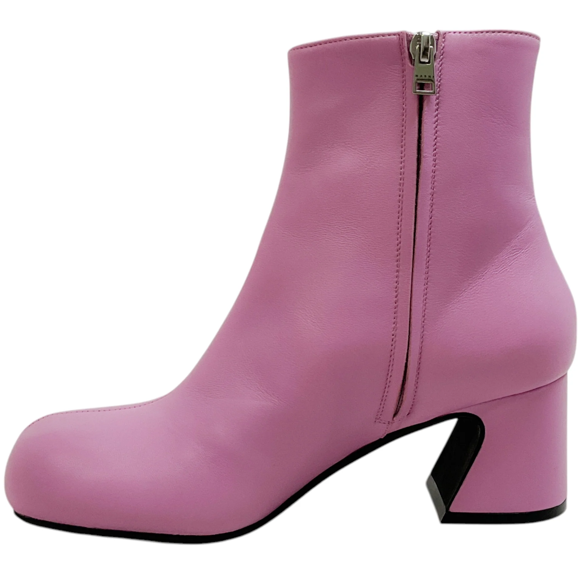 Marni Pink Leather Round Toe Ankle Boots - Image 3