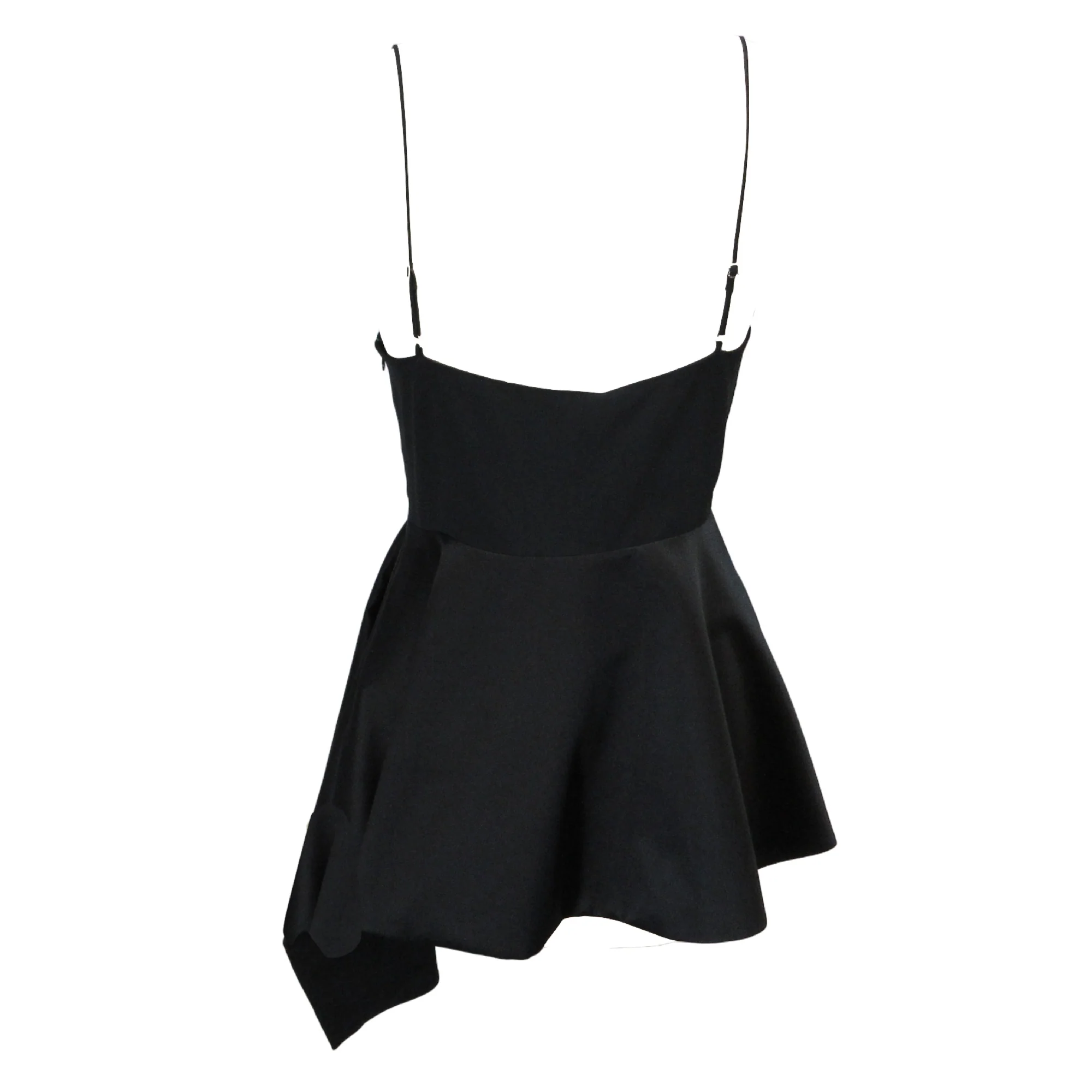 Alexander McQueen Black 2023 Asymmetric Satin Peplum Top - Image 3