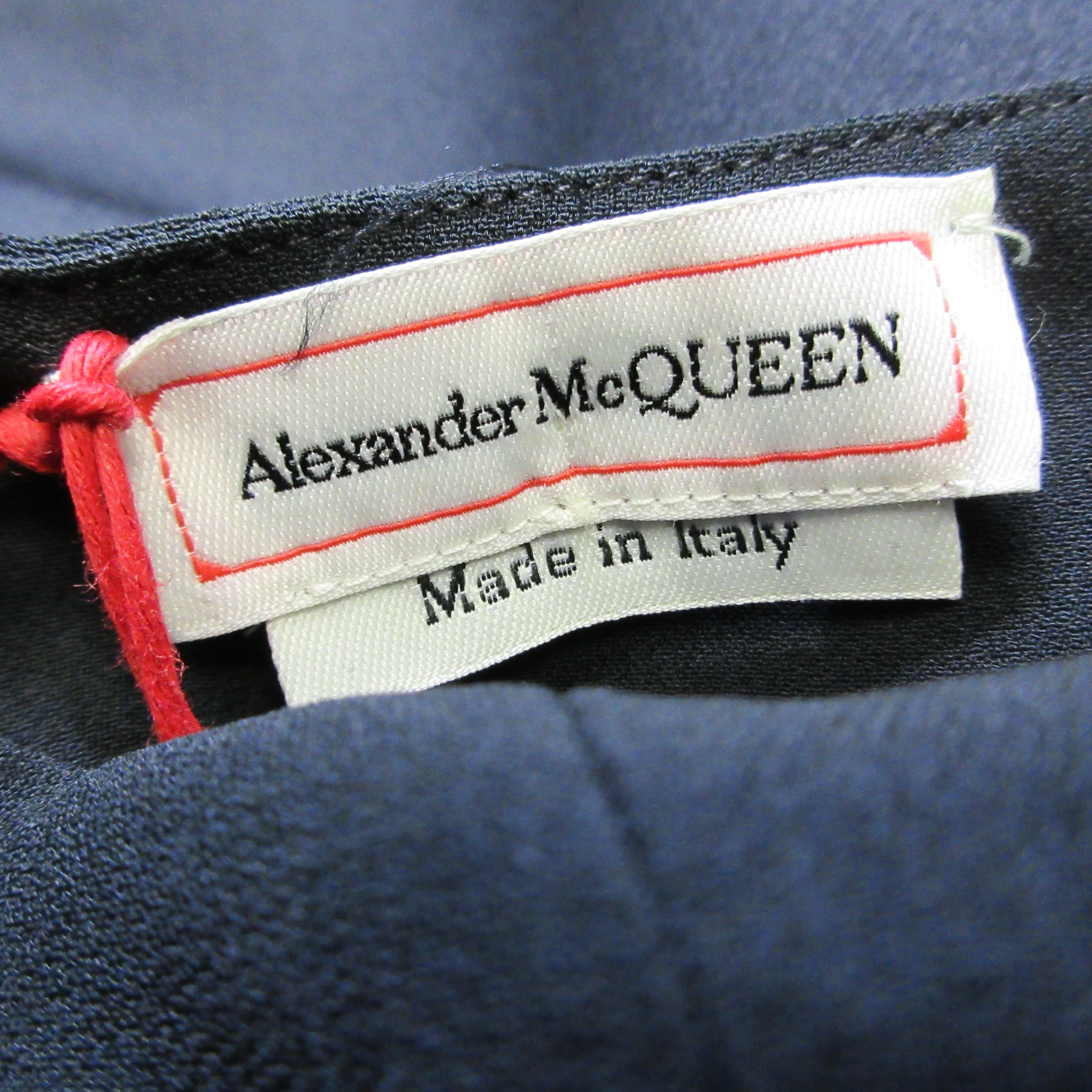 Alexander McQueen Black 2023 Asymmetric Satin Peplum Top - Image 5