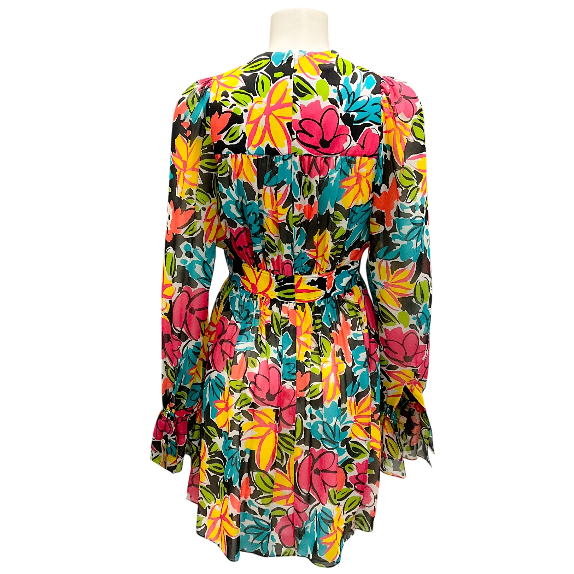 Michael Kors Collection Black Multi 2019 Printed Silk Chiffon Dress - Image 3