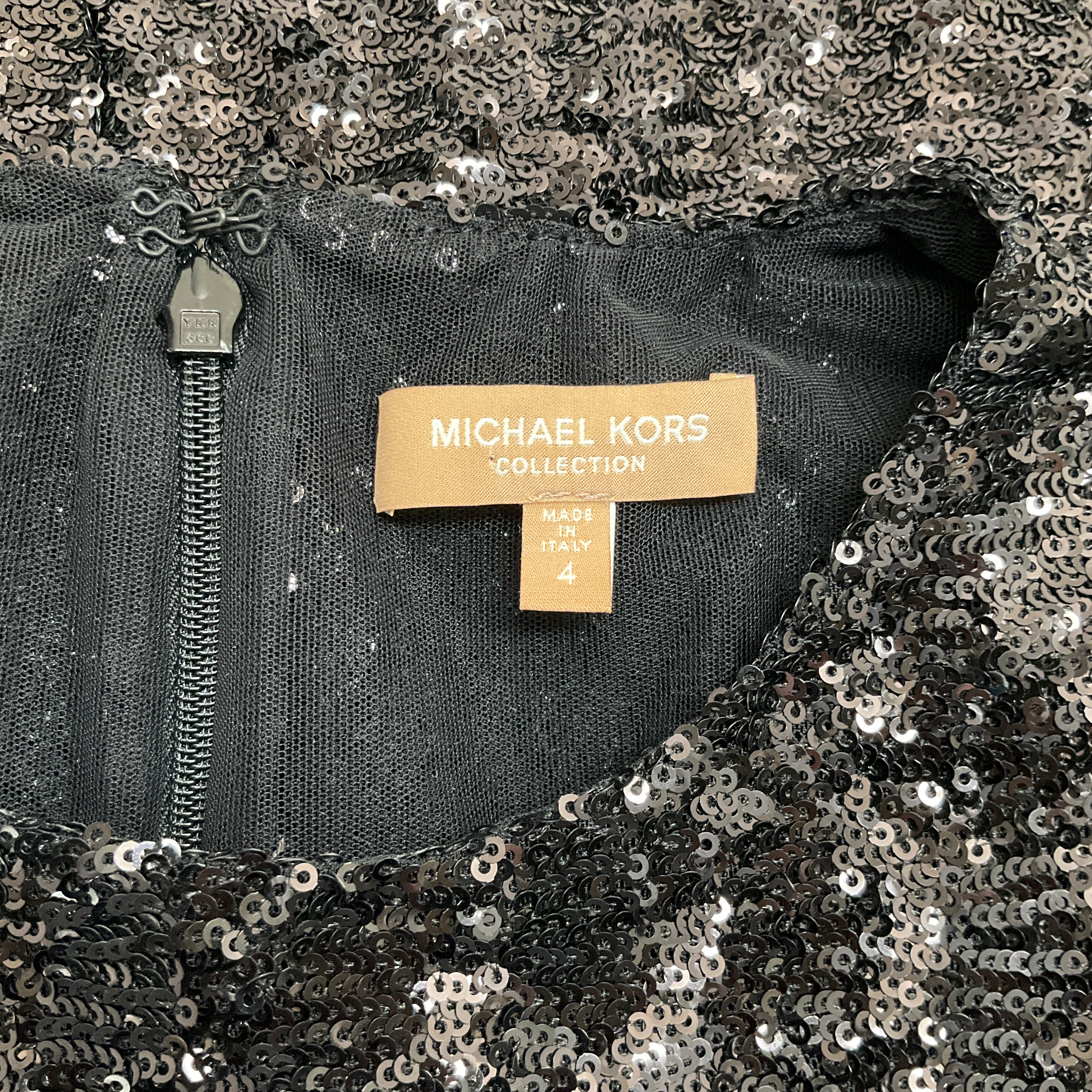 Michael Kors Collection Black Sequined Short Sleeved Dress - Image 4