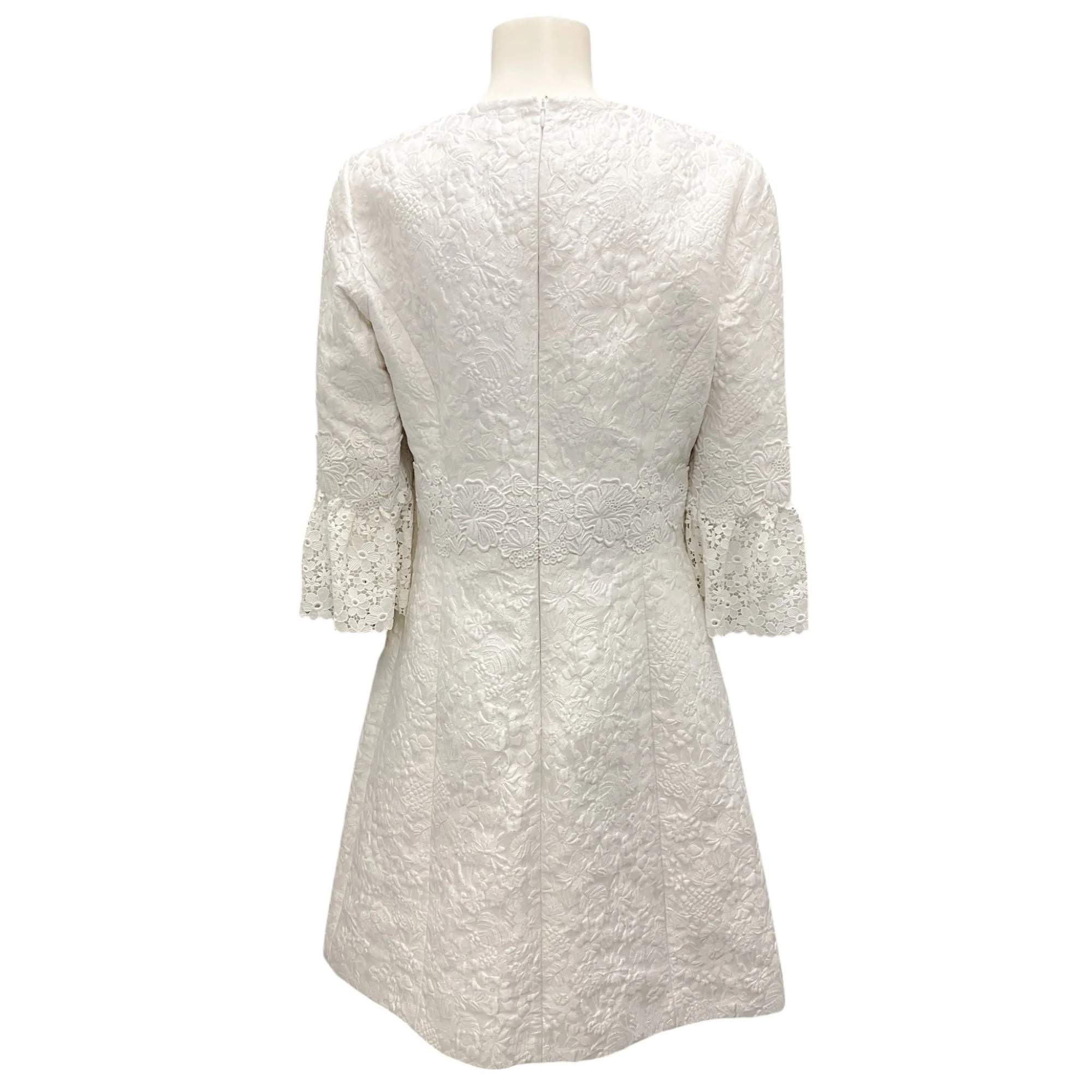 Michael Kors Collection Optic White Spring 2017 Jacquard Lace Cocktail Dress - Image 3