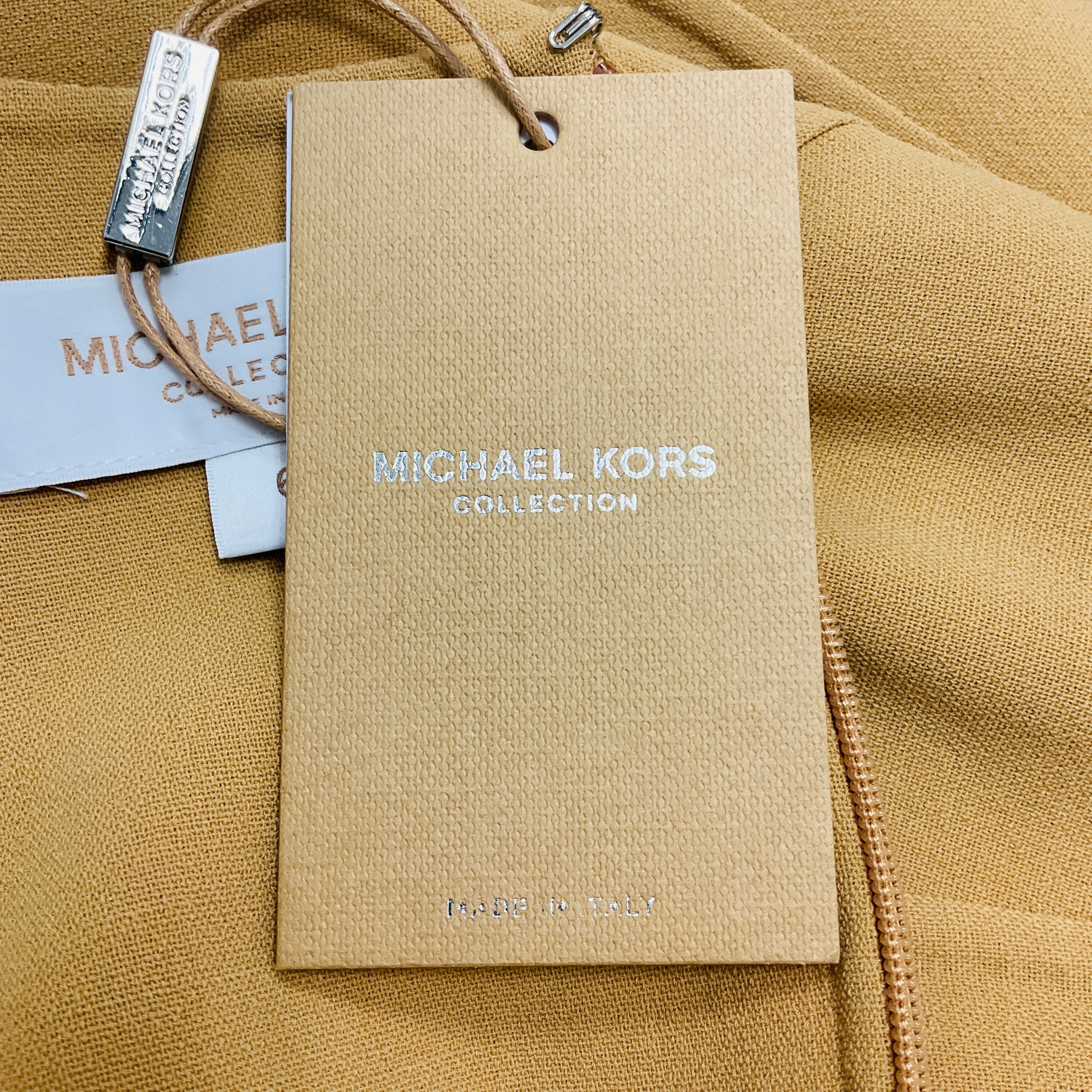 Michael Kors Collection Wheat Sleeveless Flared Wool Midi Dress - Image 5