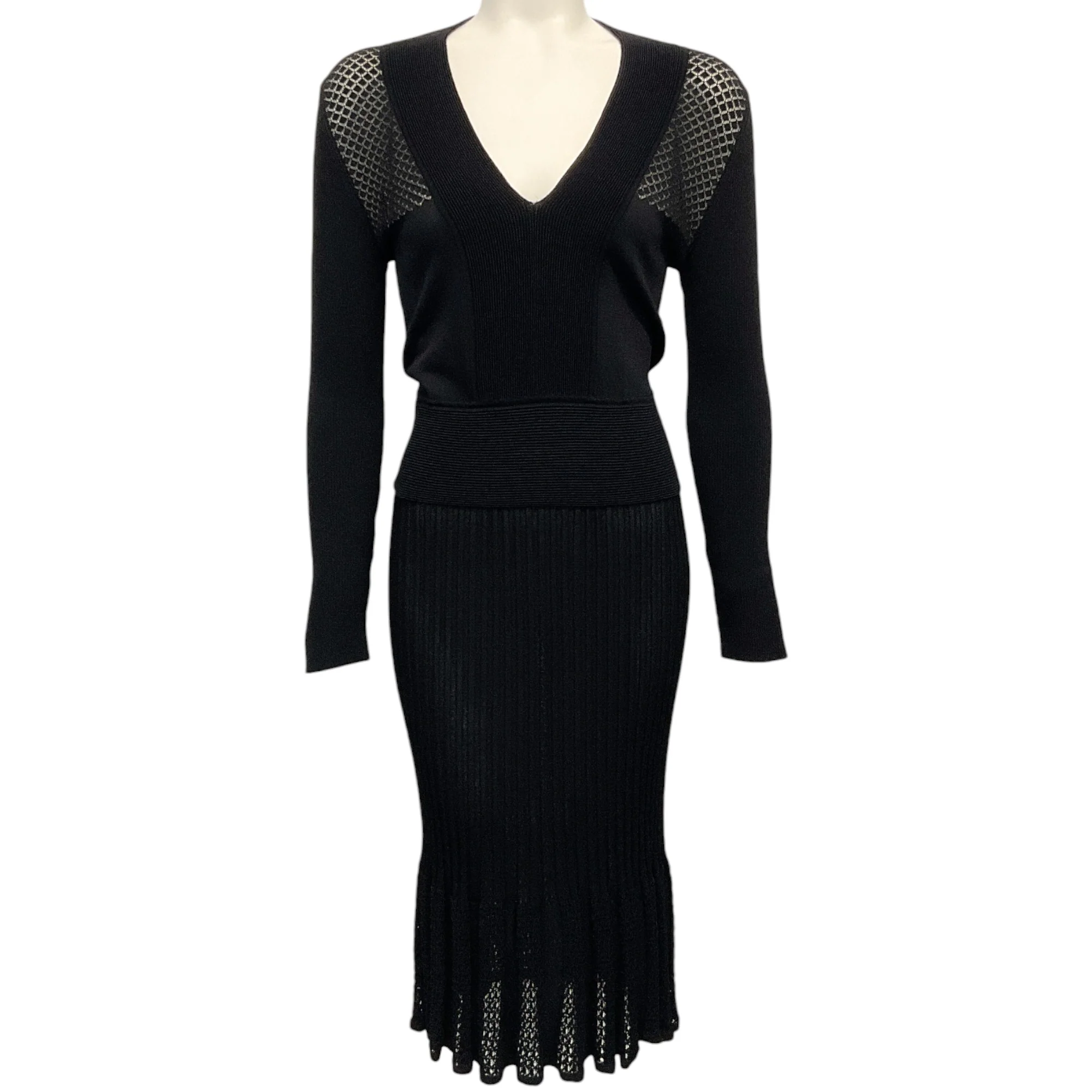 Moschino Cheap And Chic Black Ribbed Long Sleeve Dress