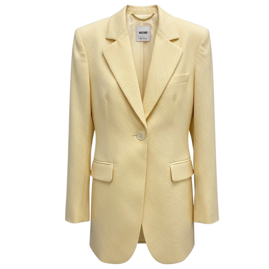 Moschino Light Yellow Classic One Button Blazer