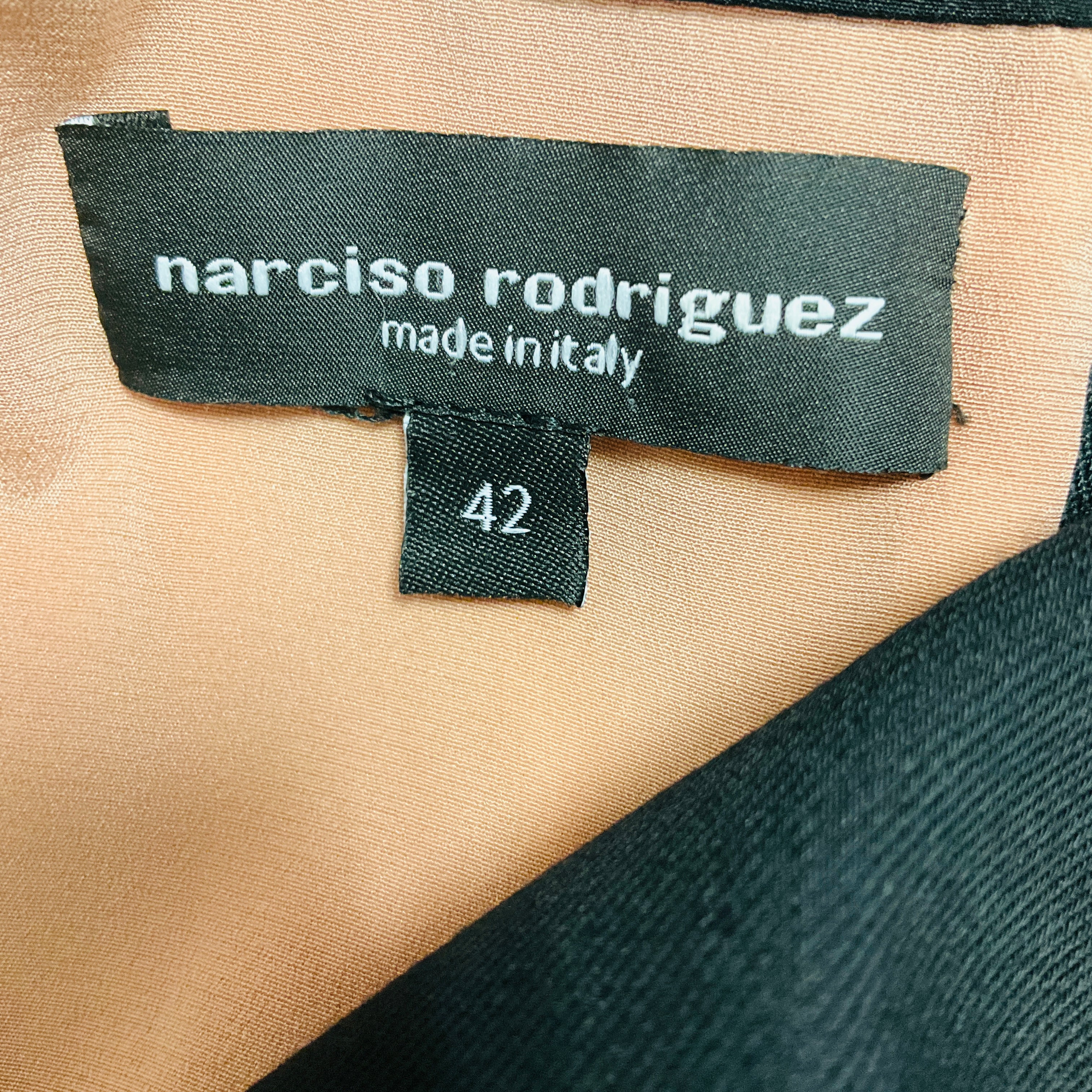Narciso Rodriguez Blush Pink / Black Colorblock Sleeveless Wool Crepe Midi Dress - Image 4