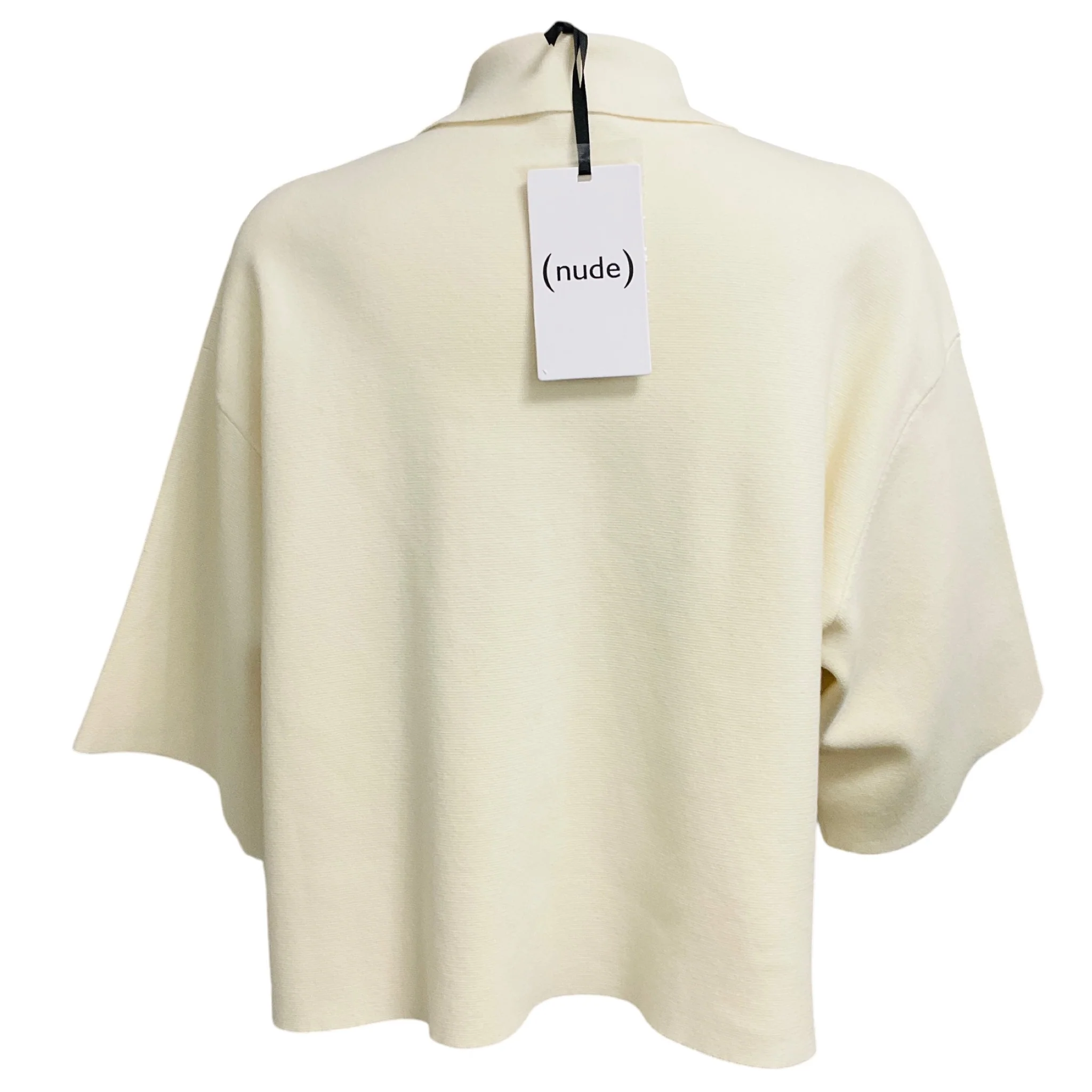Nude Off White Milano Stitch Knit Short Sleeved Shirt Jacket with Pockets - Image 3