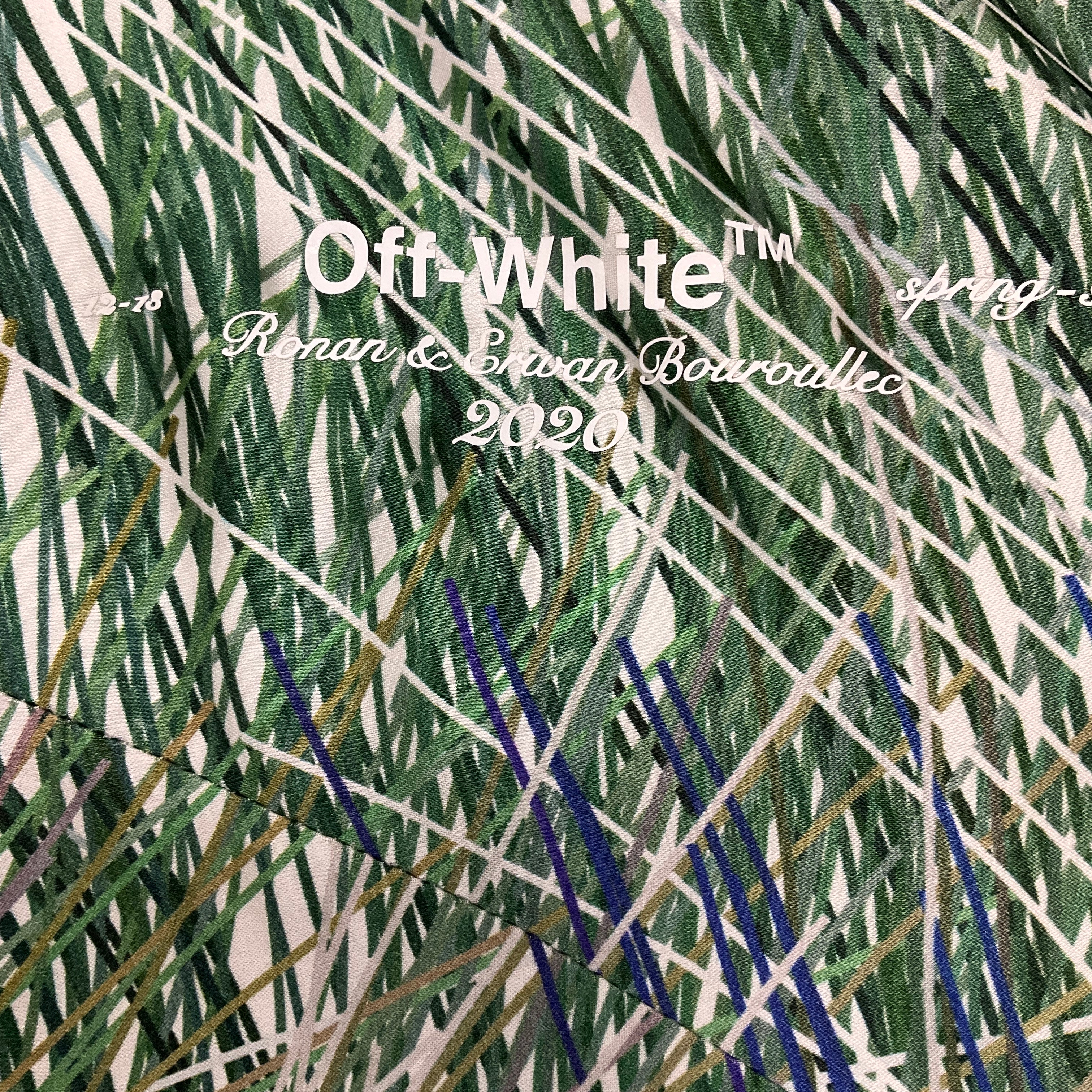Off-White Green / White / Blue Printed Asymmetric Top - Image 5