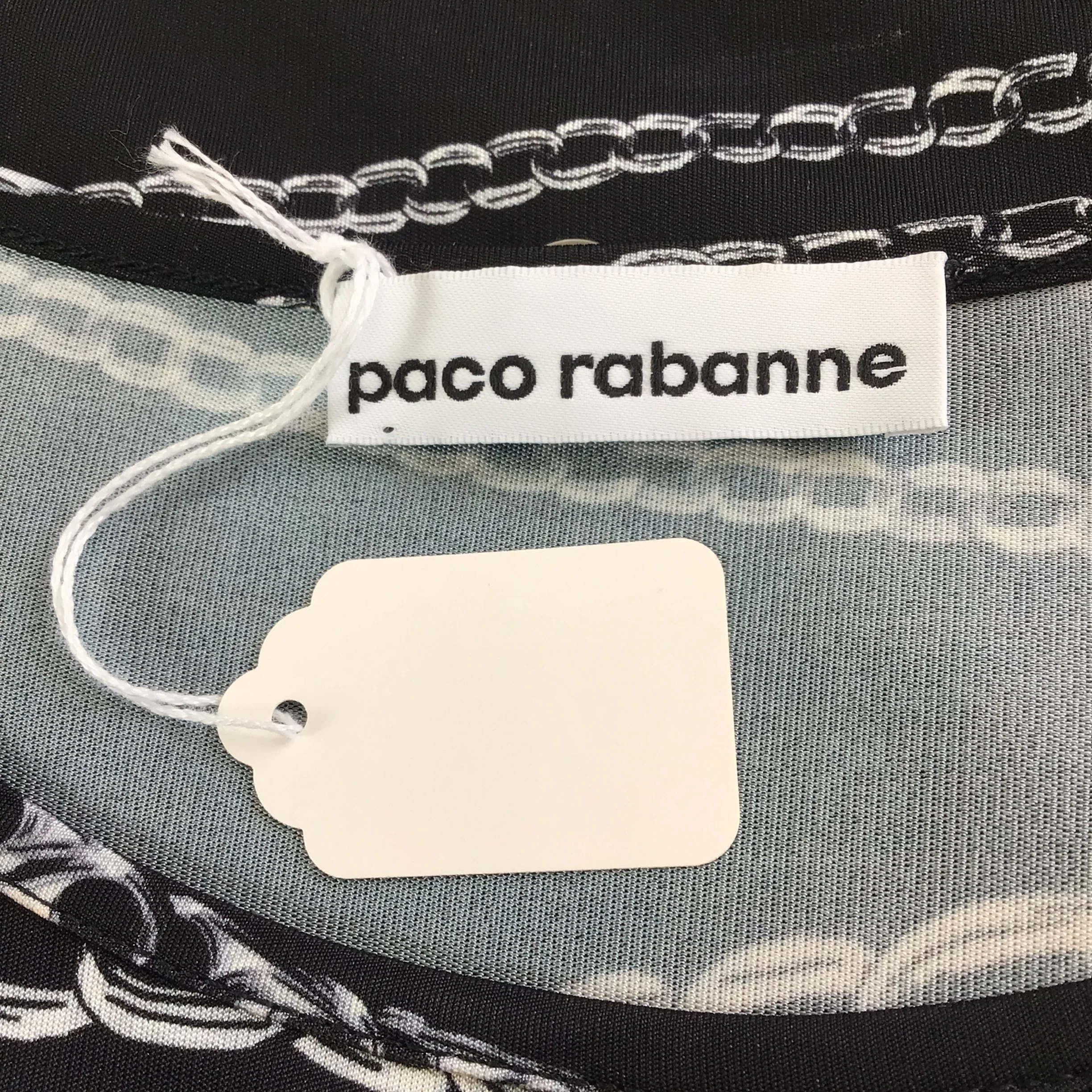 Paco Rabanne Black / Silver Chain Print Long Sleeved Stretch Jersey Top - Image 4