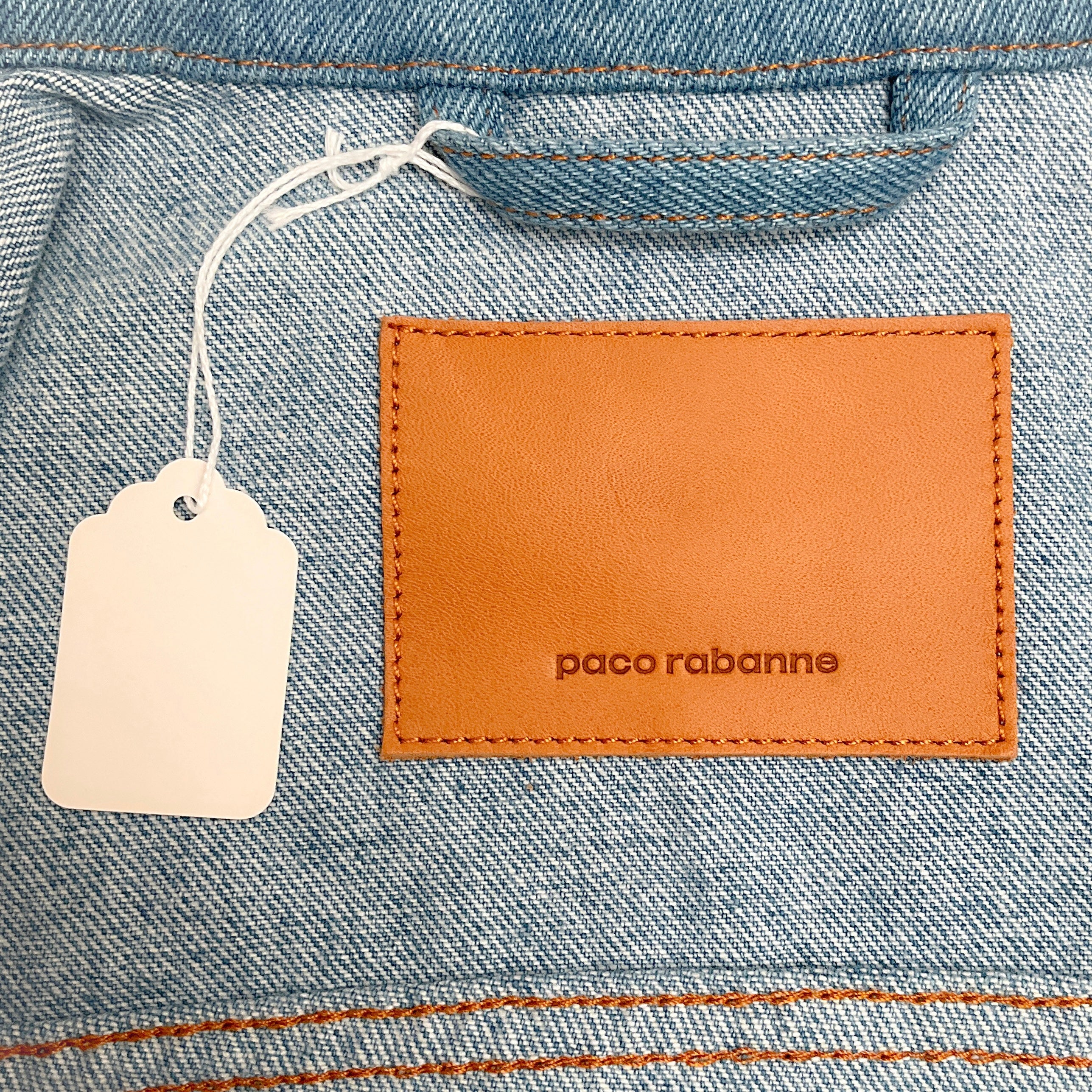 Paco Rabanne Blue Denim Vest with Pink Eyelet Detail - Image 4