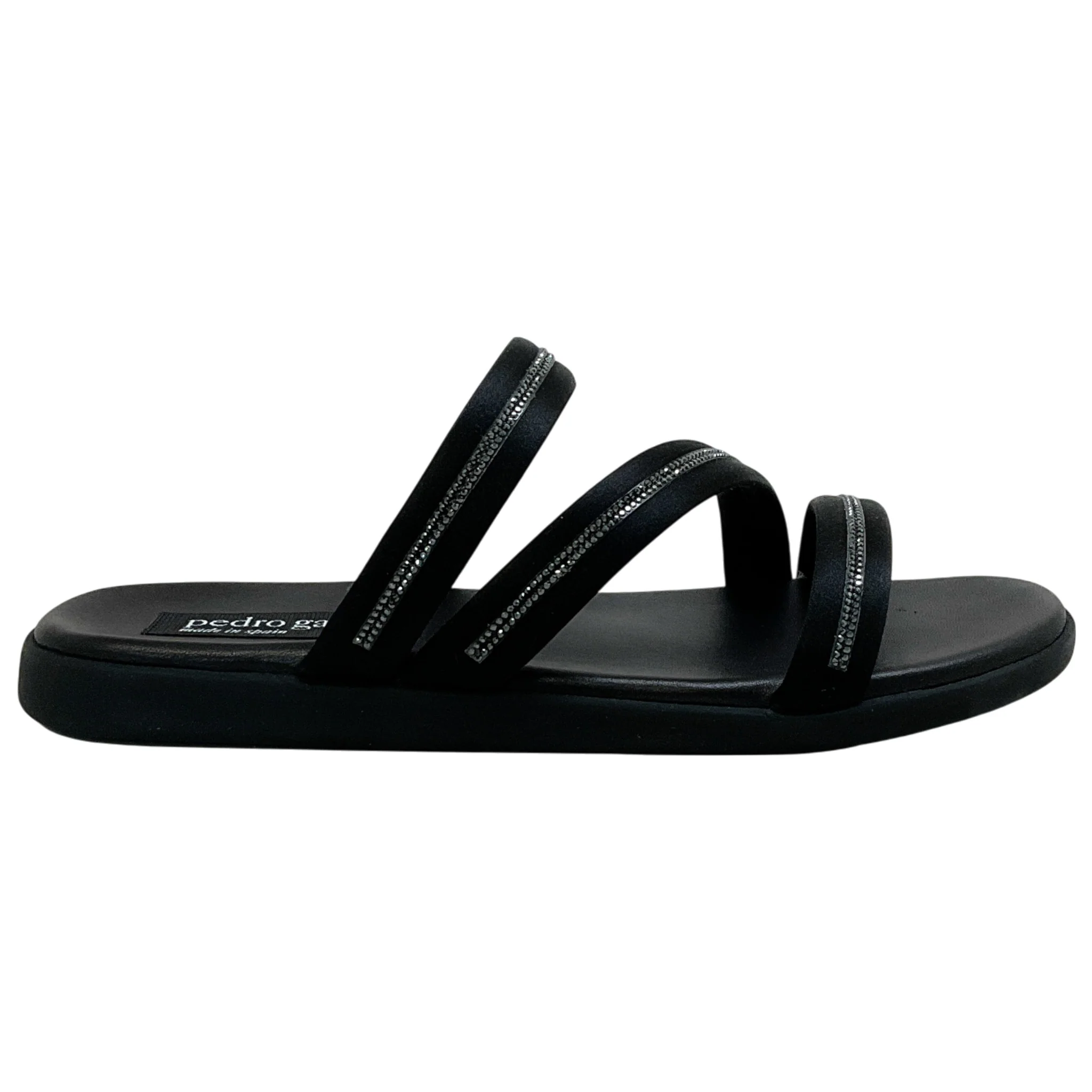 Pedro Garcia Black Obsidion Satin Pilar Sandals with Swarovski Crystals - Image 2