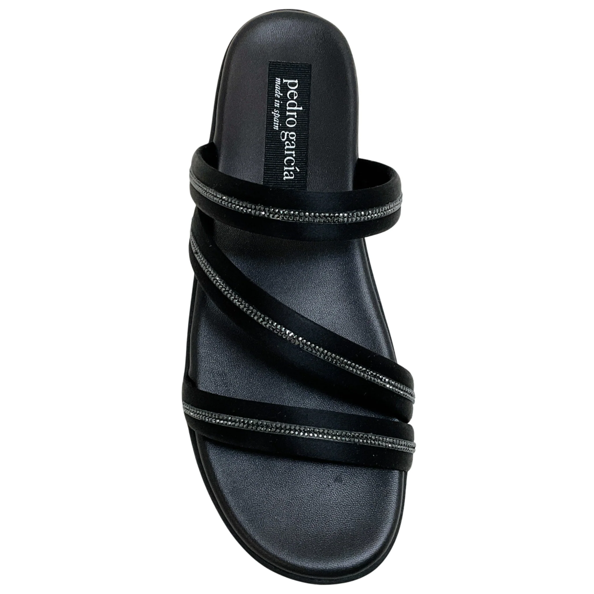 Pedro Garcia Black Obsidion Satin Pilar Sandals with Swarovski Crystals - Image 4