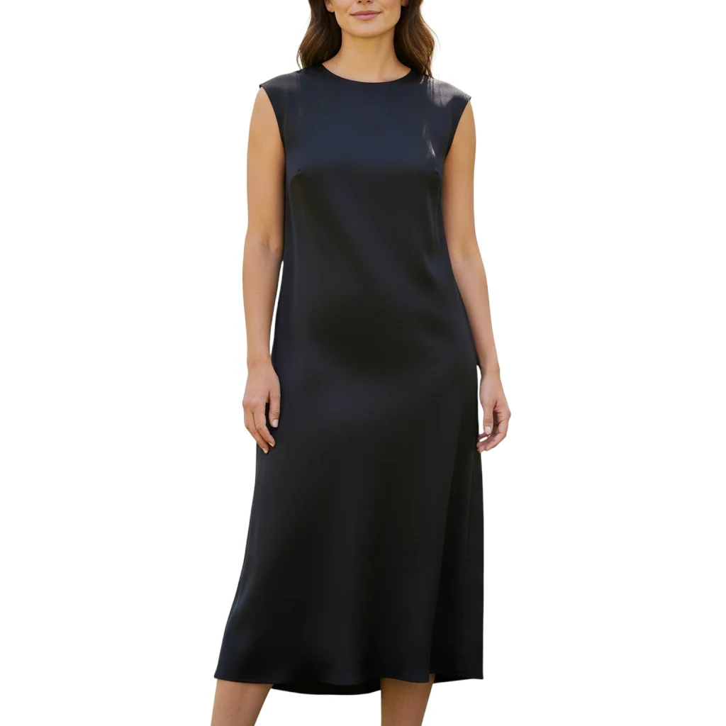 Peserico Black Satin Midi Dress - Image 6
