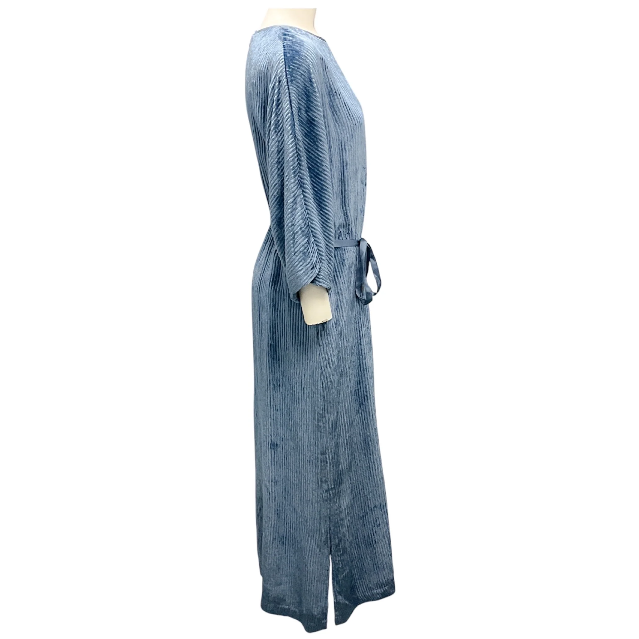 Peserico Blue Corduroy Velvet Midi Dress with Belt - Image 2