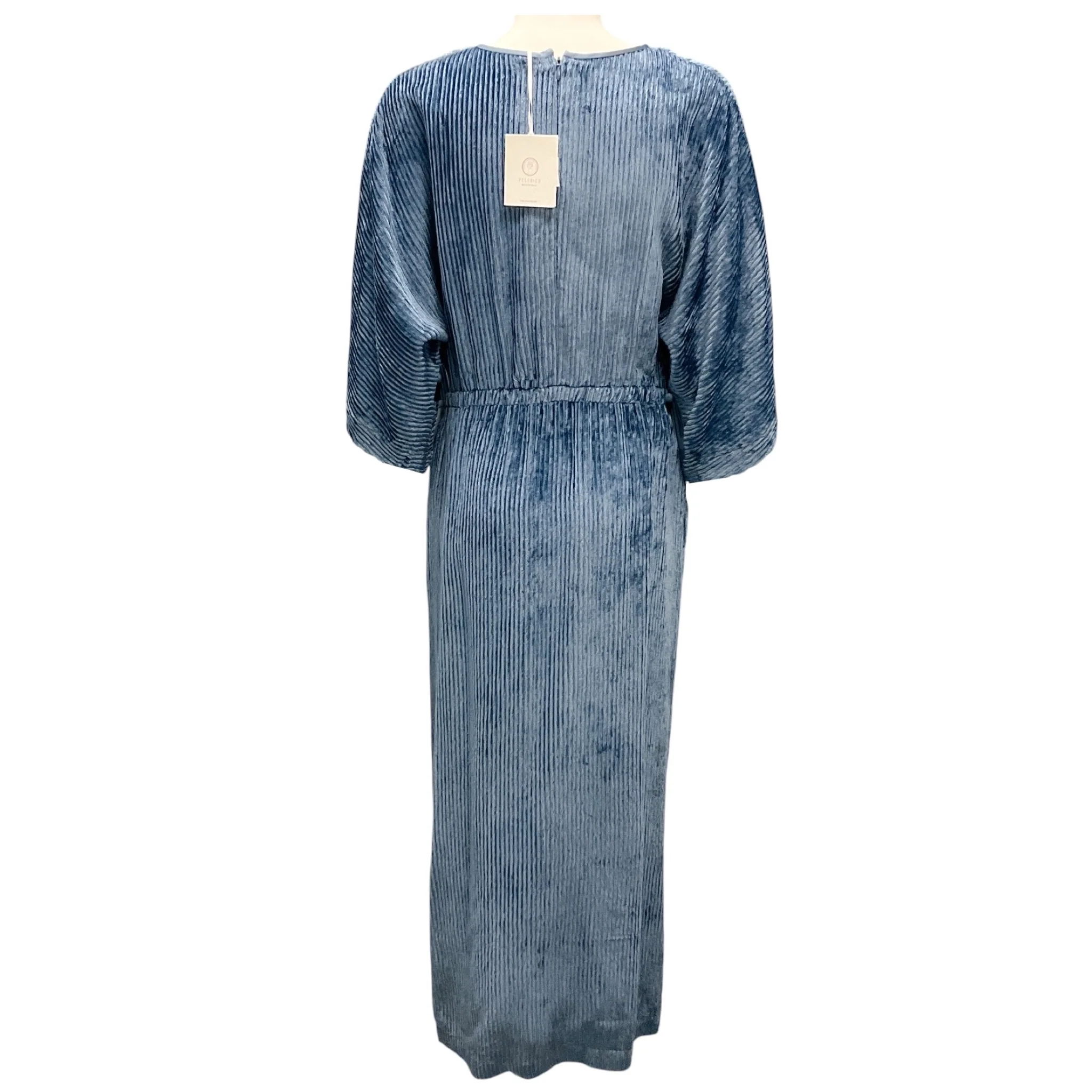 Peserico Blue Corduroy Velvet Midi Dress with Belt - Image 3