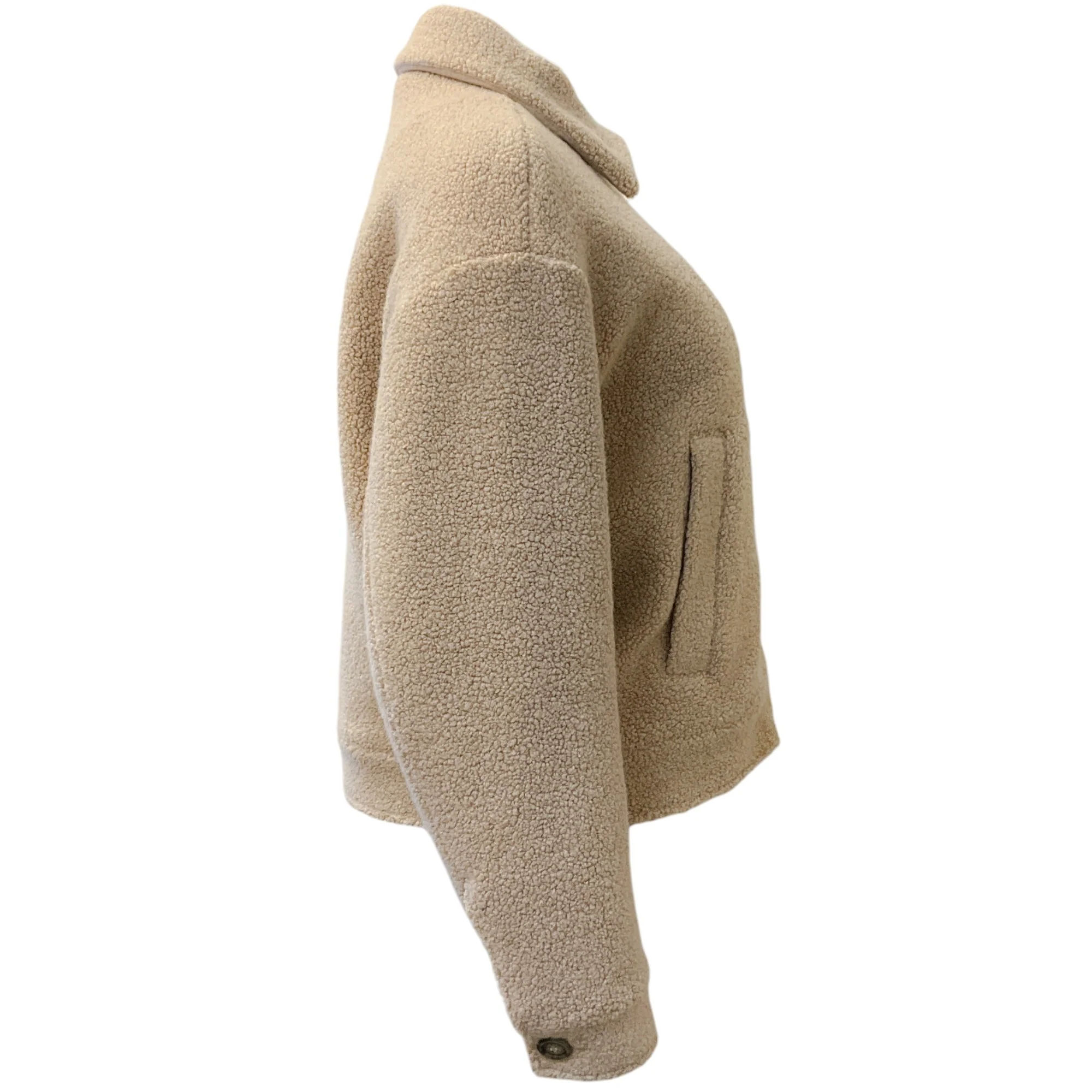 Peserico Easy Beige Wool Boucle Zip Front Jacket - Image 2