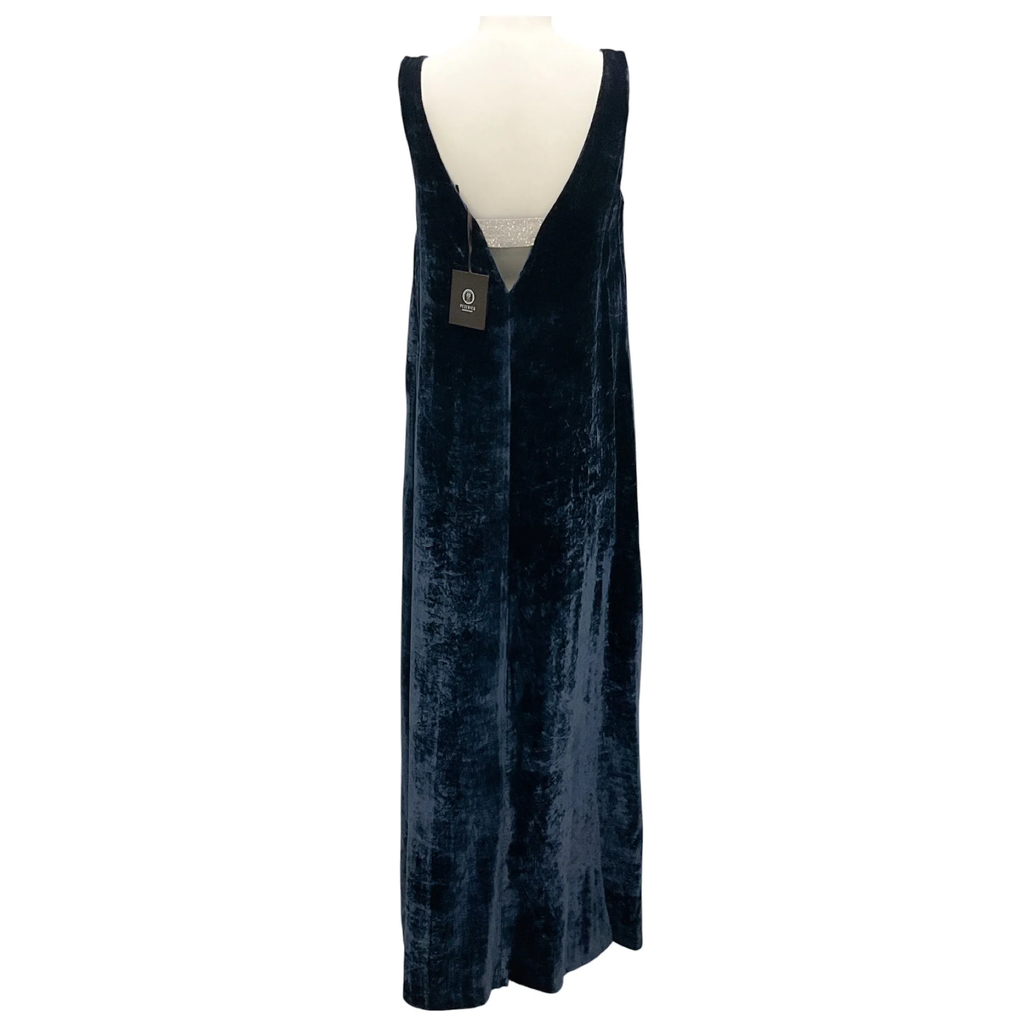 Peserico Navy Monili Bead Embellished Velvet Maxi Dress - Image 3