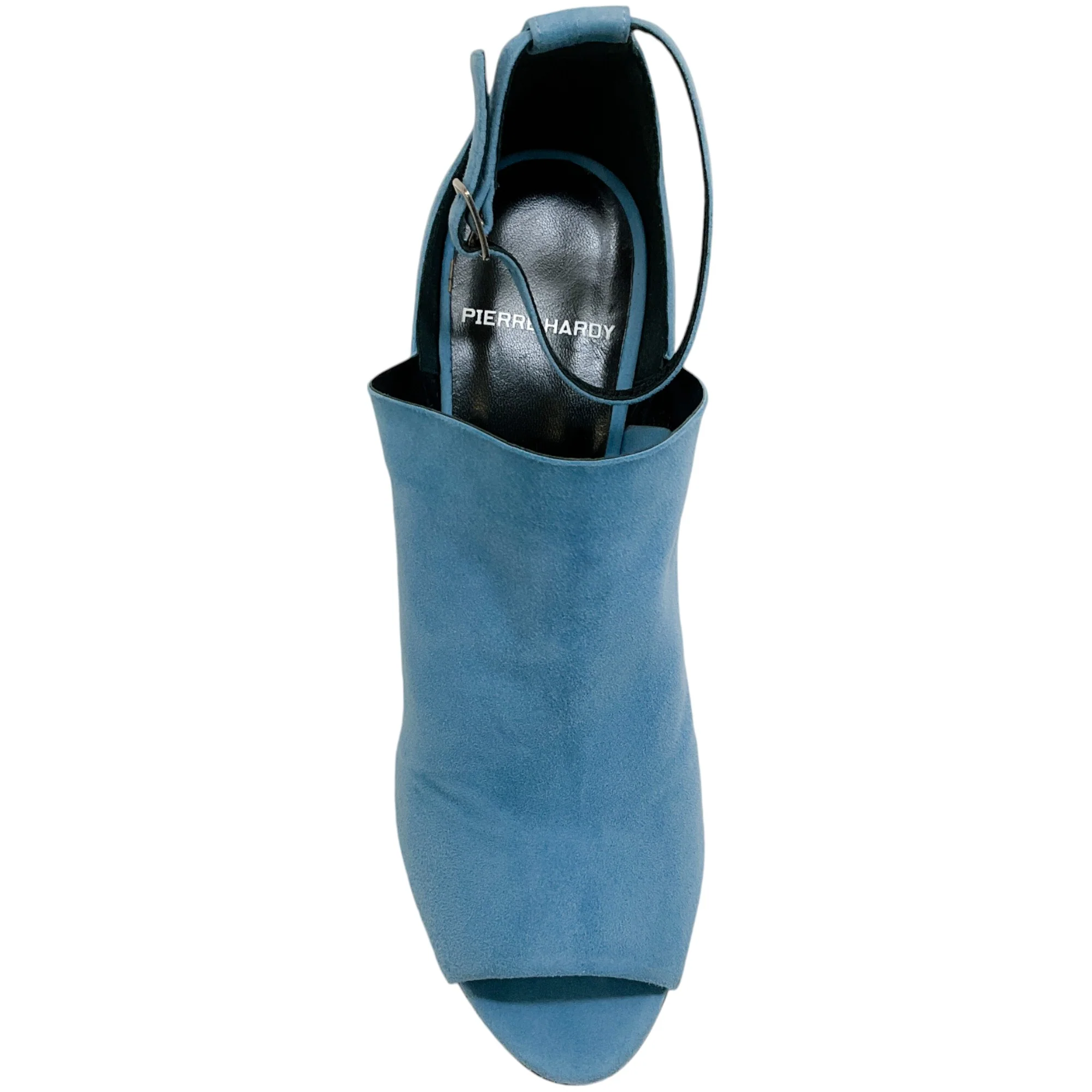 Pierre Hardy Blue Suede Caress Peep Toe Shooties with Ankle Strap - Image 4