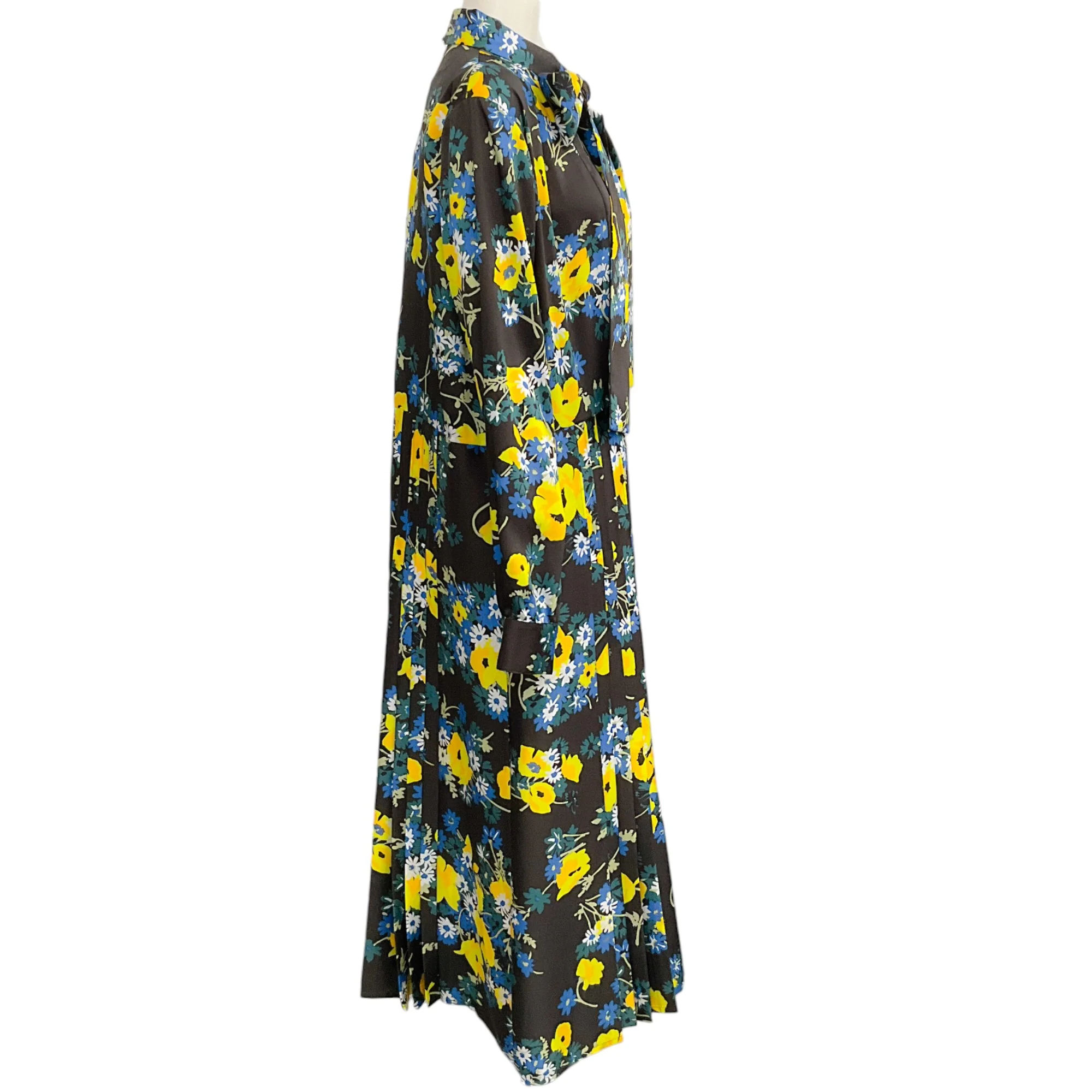 Plan C Black / Yellow Multi Floral Bow Front Dress - Image 2