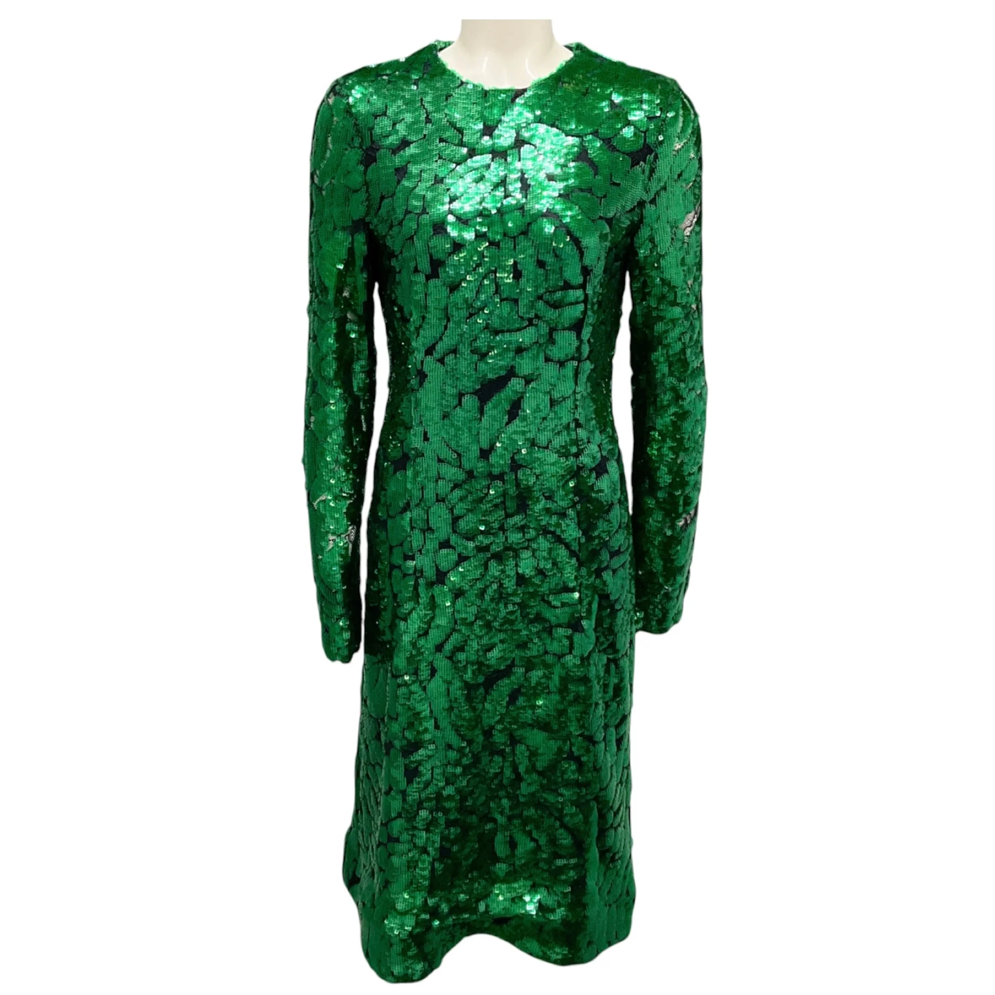 Prabal Gurung Jade Sequined Long Sleeved Cocktail Dress