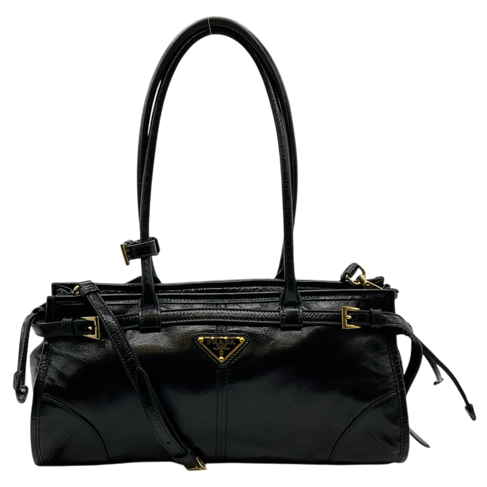 Prada Black Leather Medium Bonnie Shoulder Bag