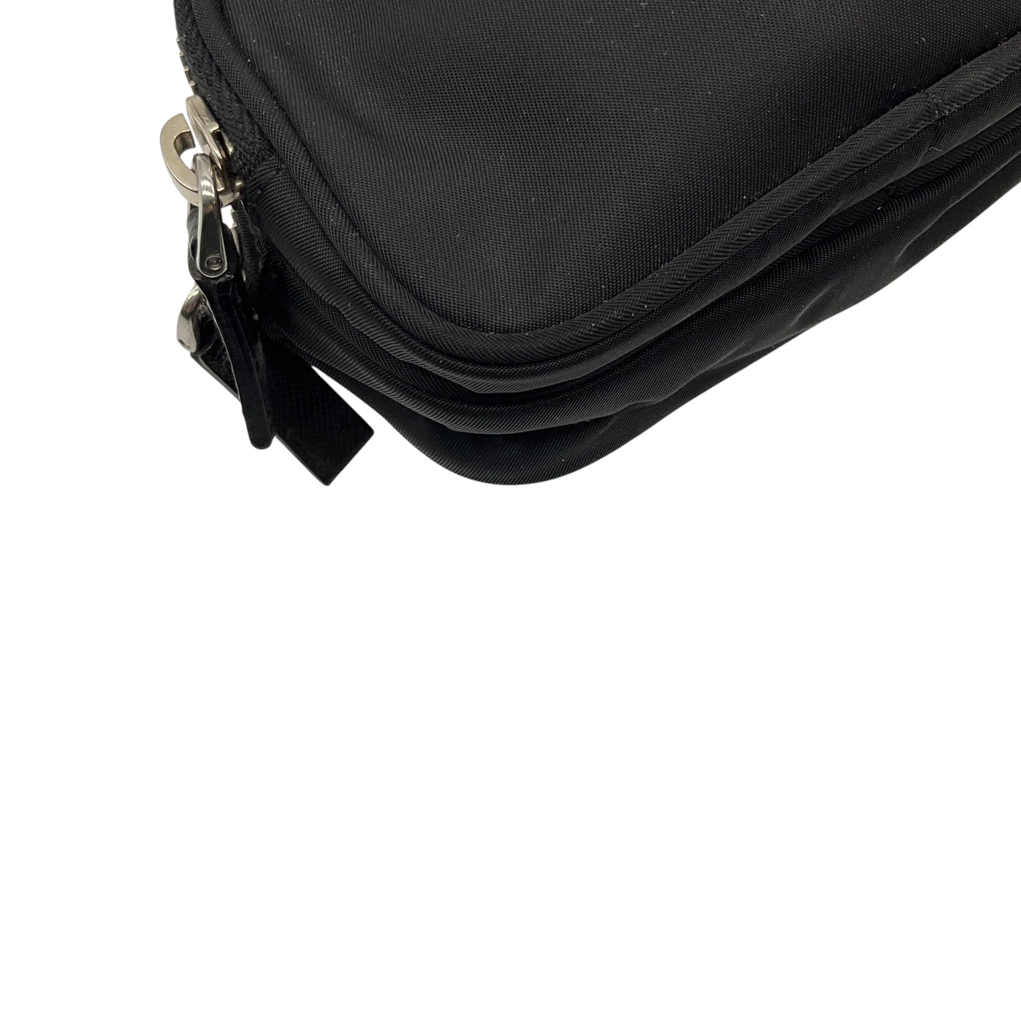 Prada Black Logo Plaque Double Zip Tessuto Mini Bag - Image 10