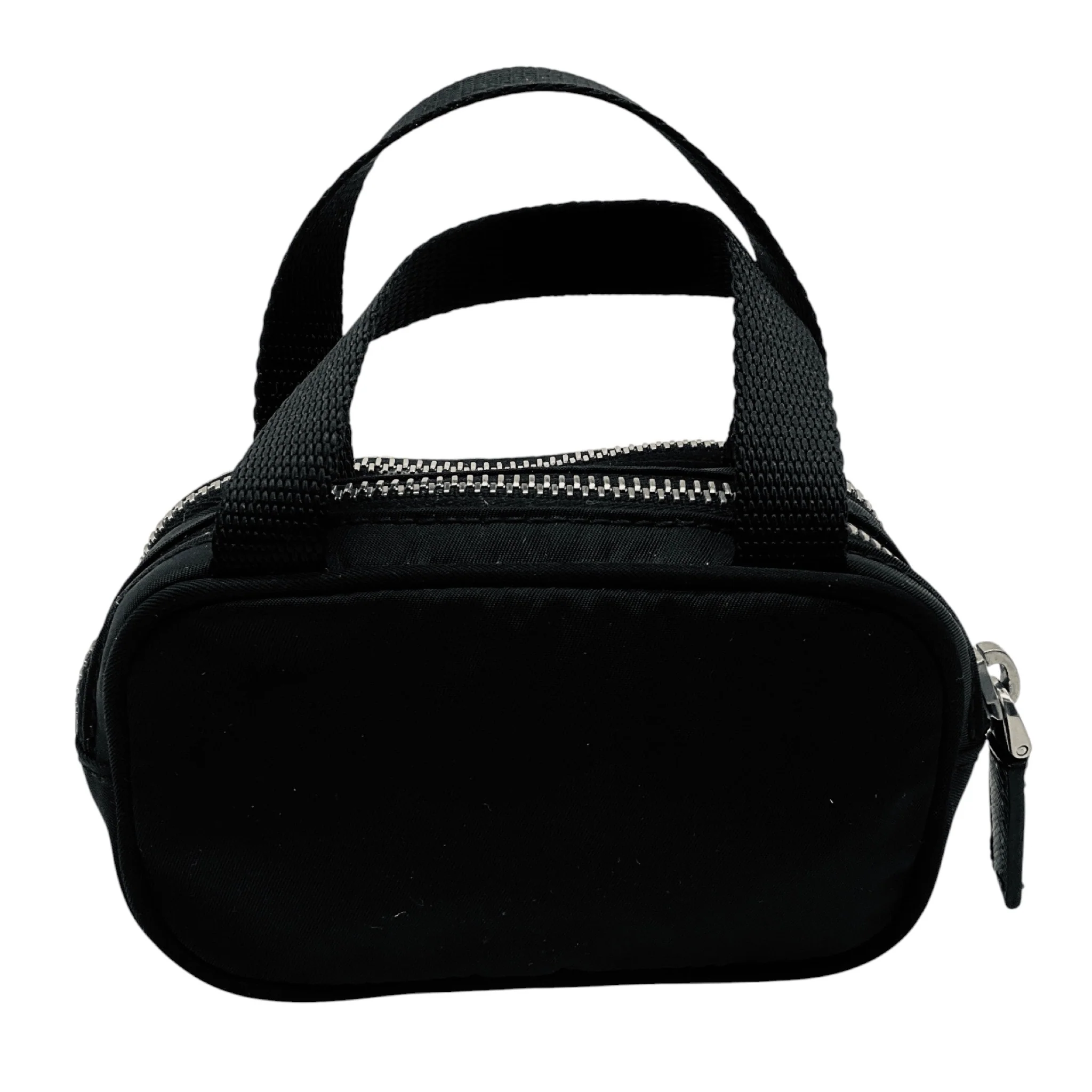 Prada Black Logo Plaque Double Zip Tessuto Mini Bag - Image 3
