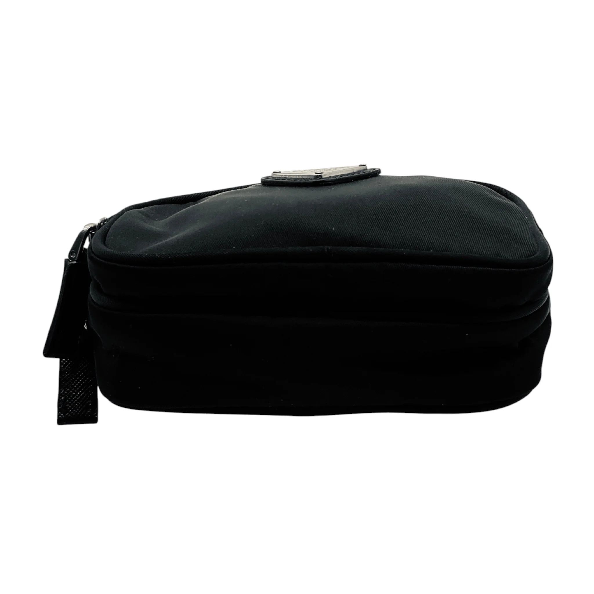 Prada Black Logo Plaque Double Zip Tessuto Mini Bag - Image 4