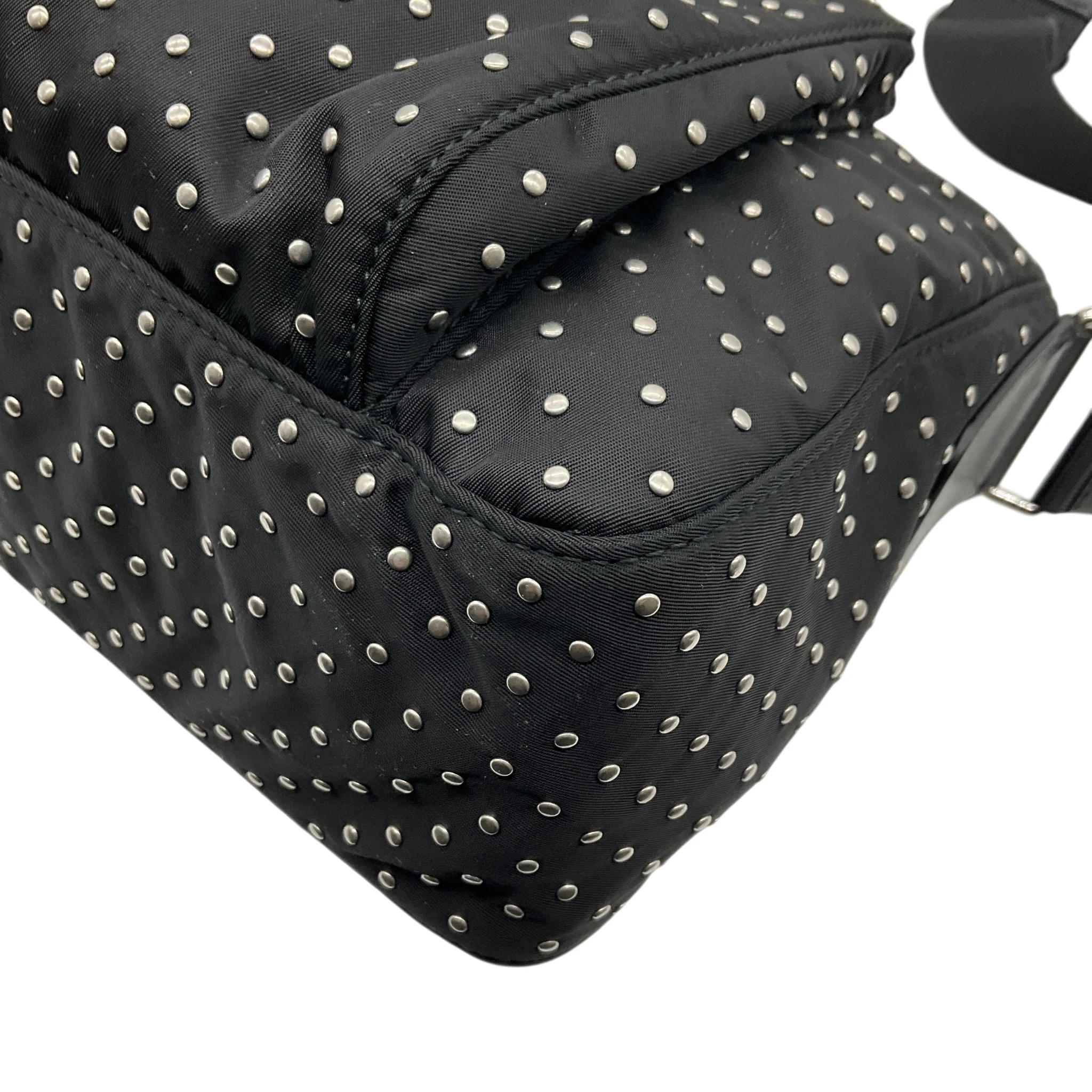 Prada Black Re-Nylon Studded Crossbody Bag - Image 4