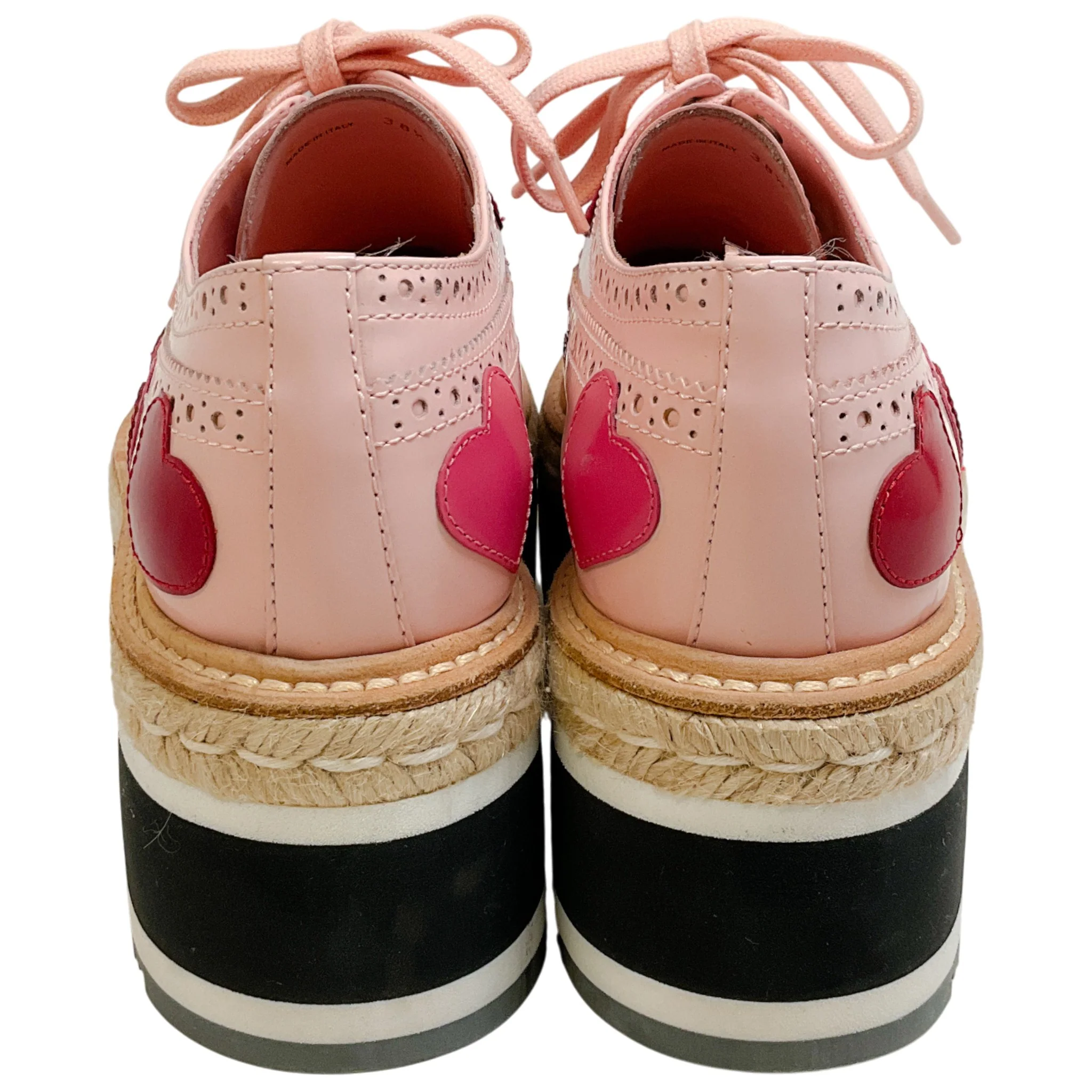 Prada Pink Patent Leather Platform Espadrille Oxfords with Hearts - Image 5