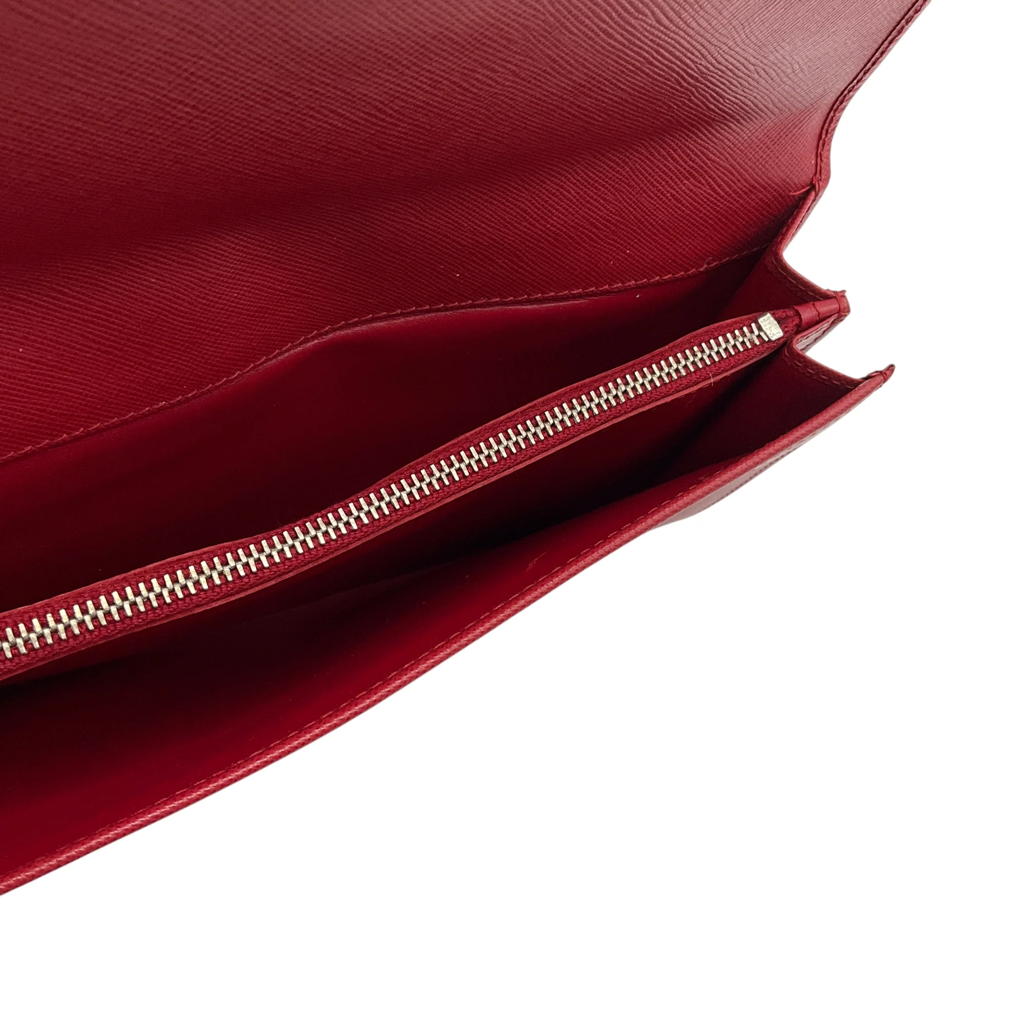 Prada Red Saffiano Leather Clutch Bag - Image 7