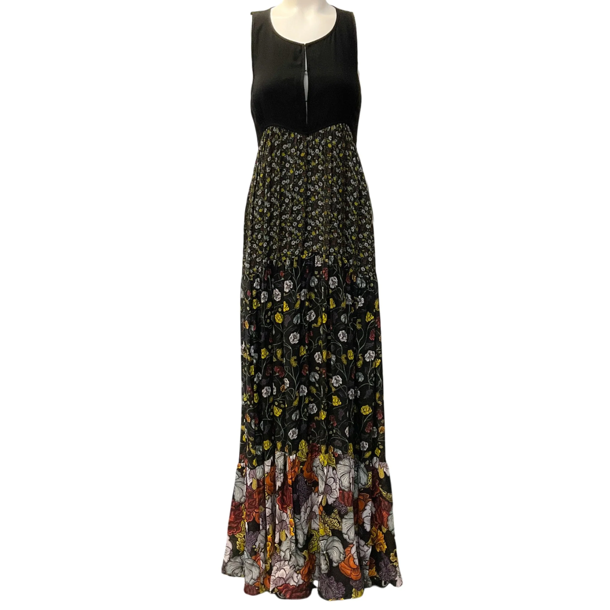 Proenza Schouler Black Multi Floral Sleeveless Maxi Dress