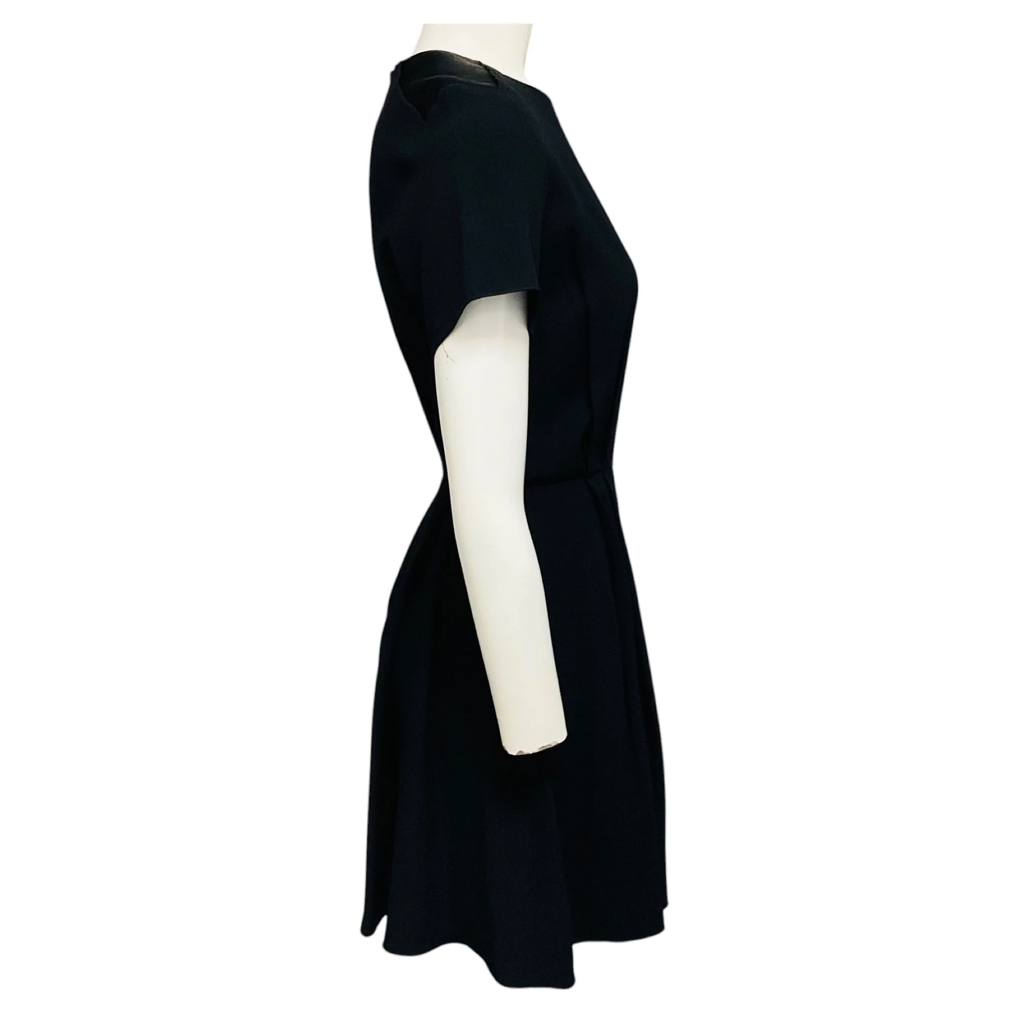 Proenza Schouler Black Short Sleeved Crepe and Satin Mini Dress - Image 2