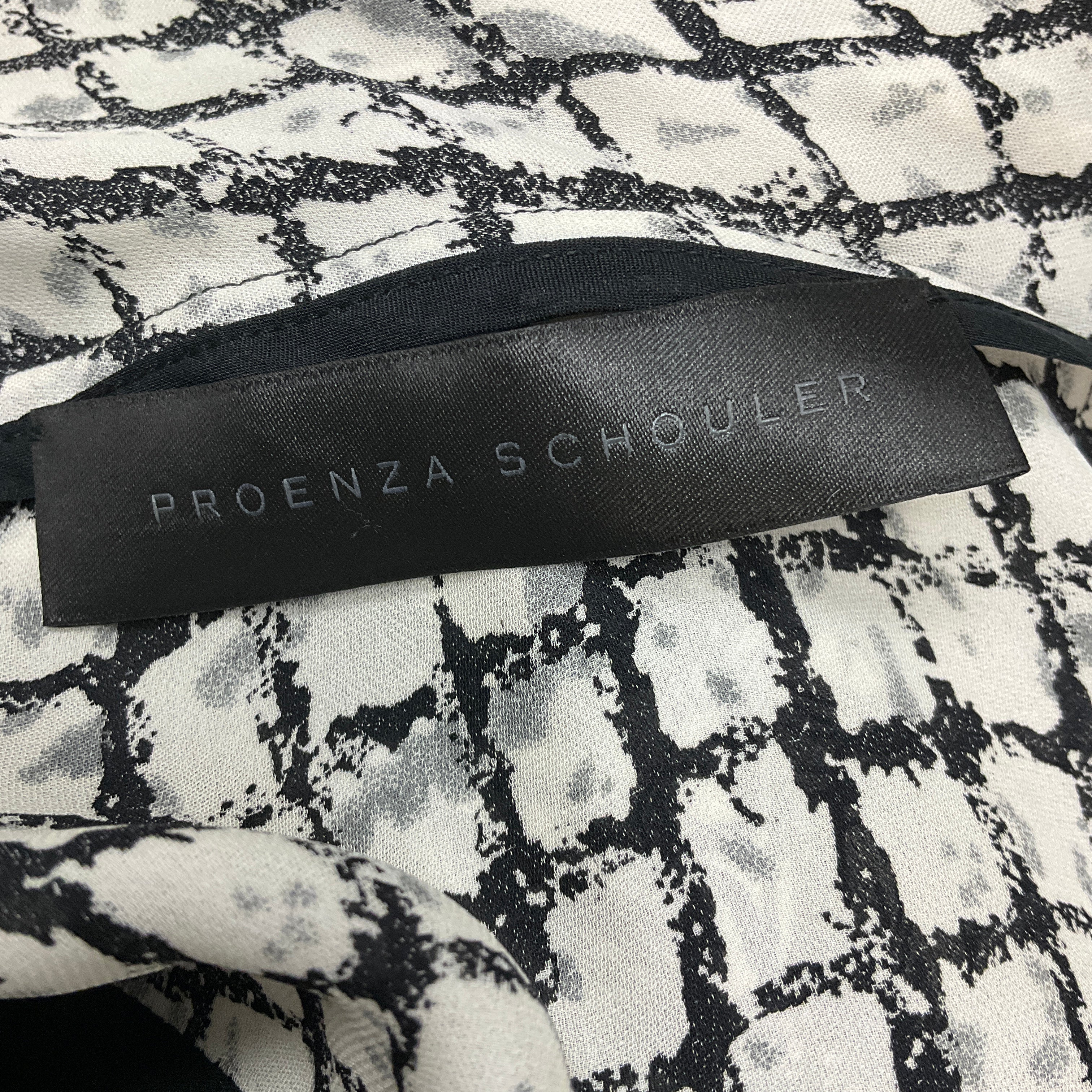 Proenza Schouler Black / White Tie-Neck Silk Mini Dress - Image 4