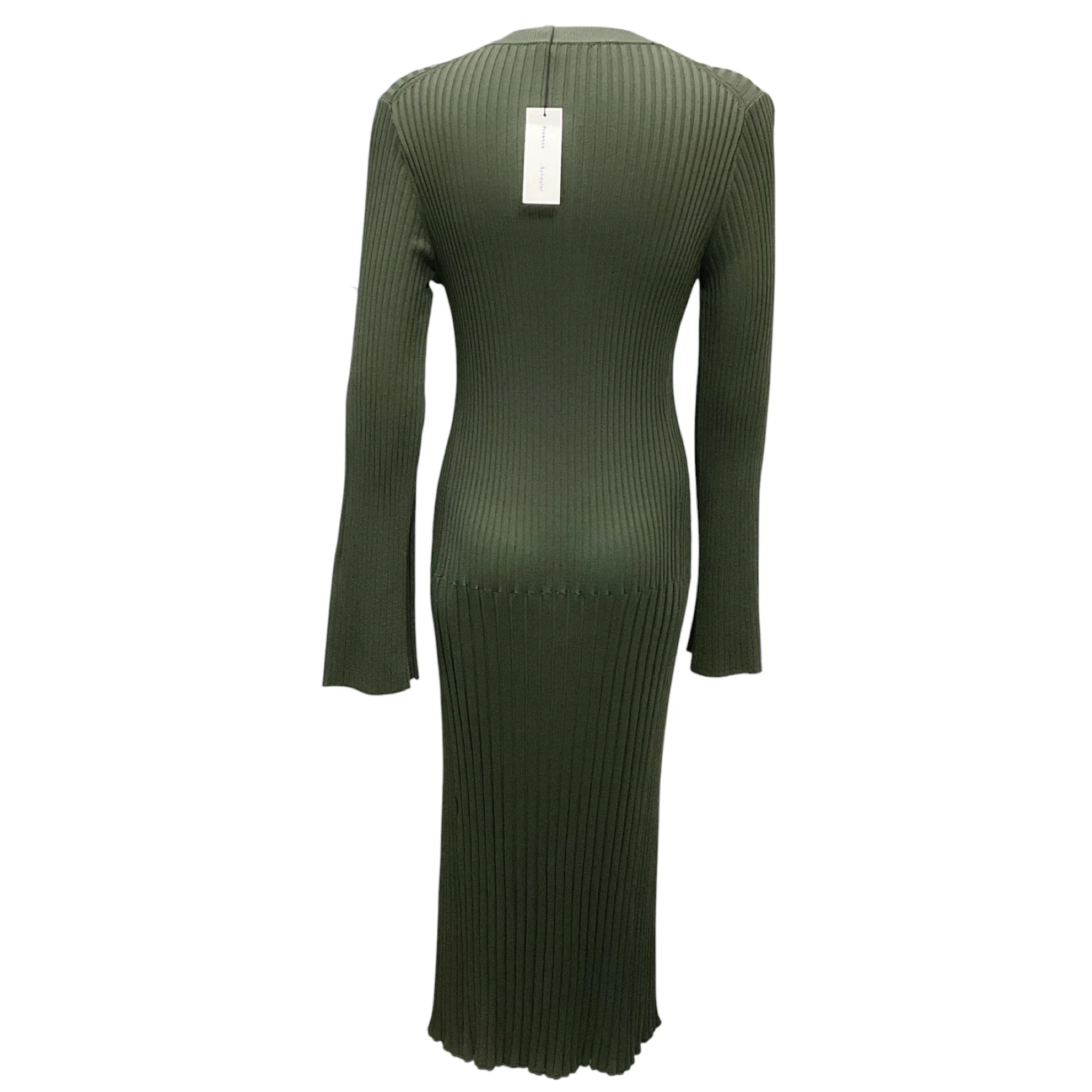 Proenza Schouler Green Midweight Viscose Rib Kenna Dress - Image 3