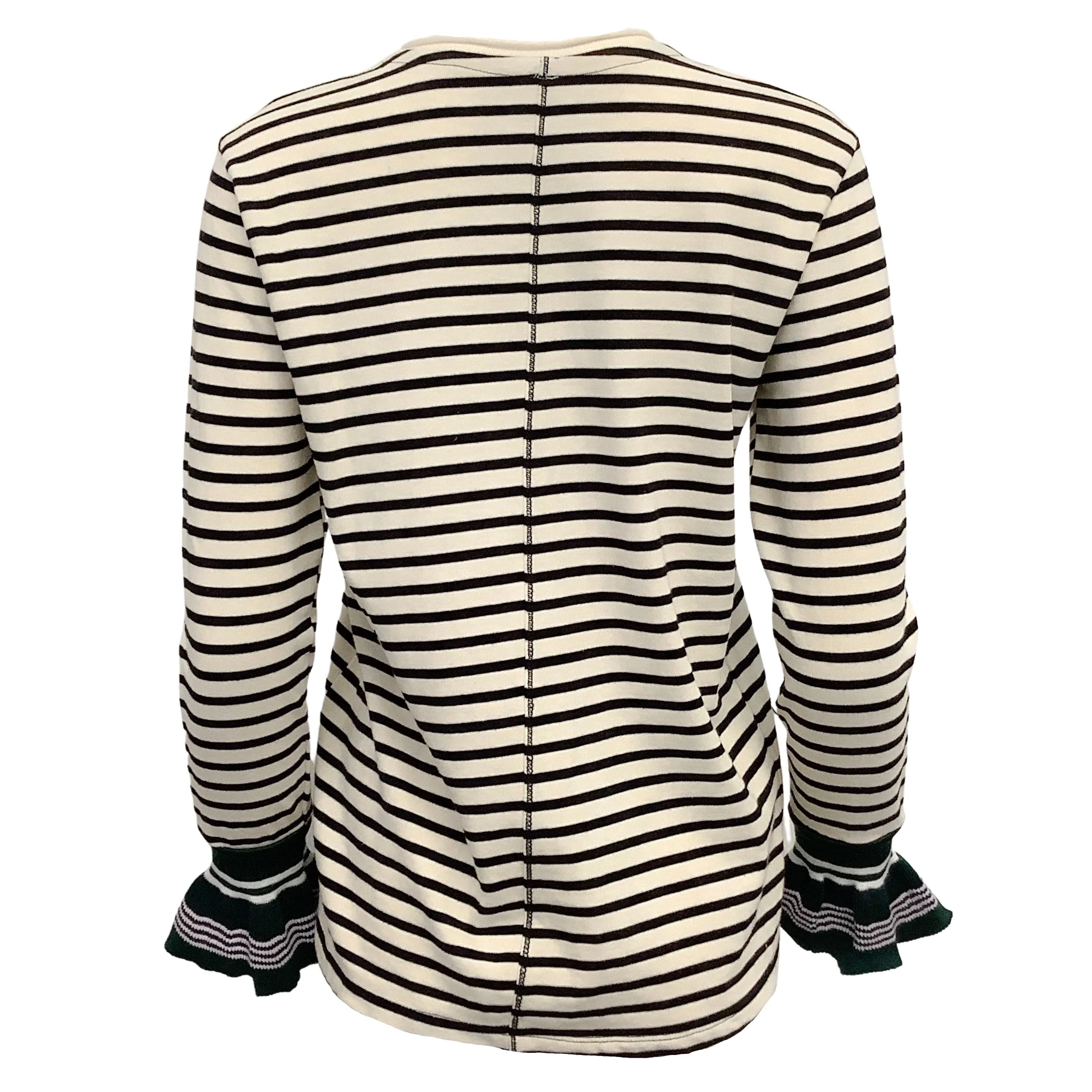 R13 Black / Ivory Striped Long Sleeve Tee with Bell Sleeves - Image 3