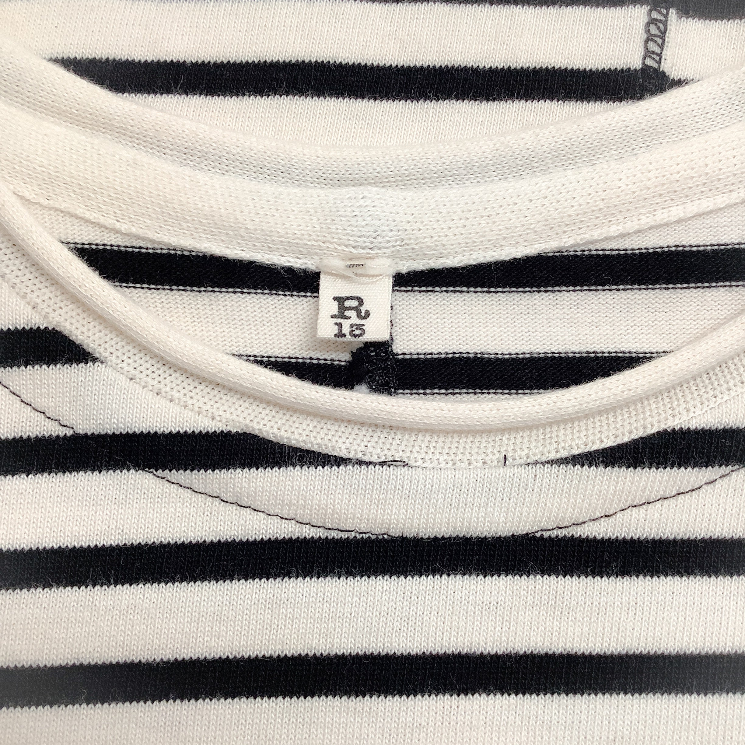 R13 Black / Ivory Striped Long Sleeve Tee with Bell Sleeves - Image 4