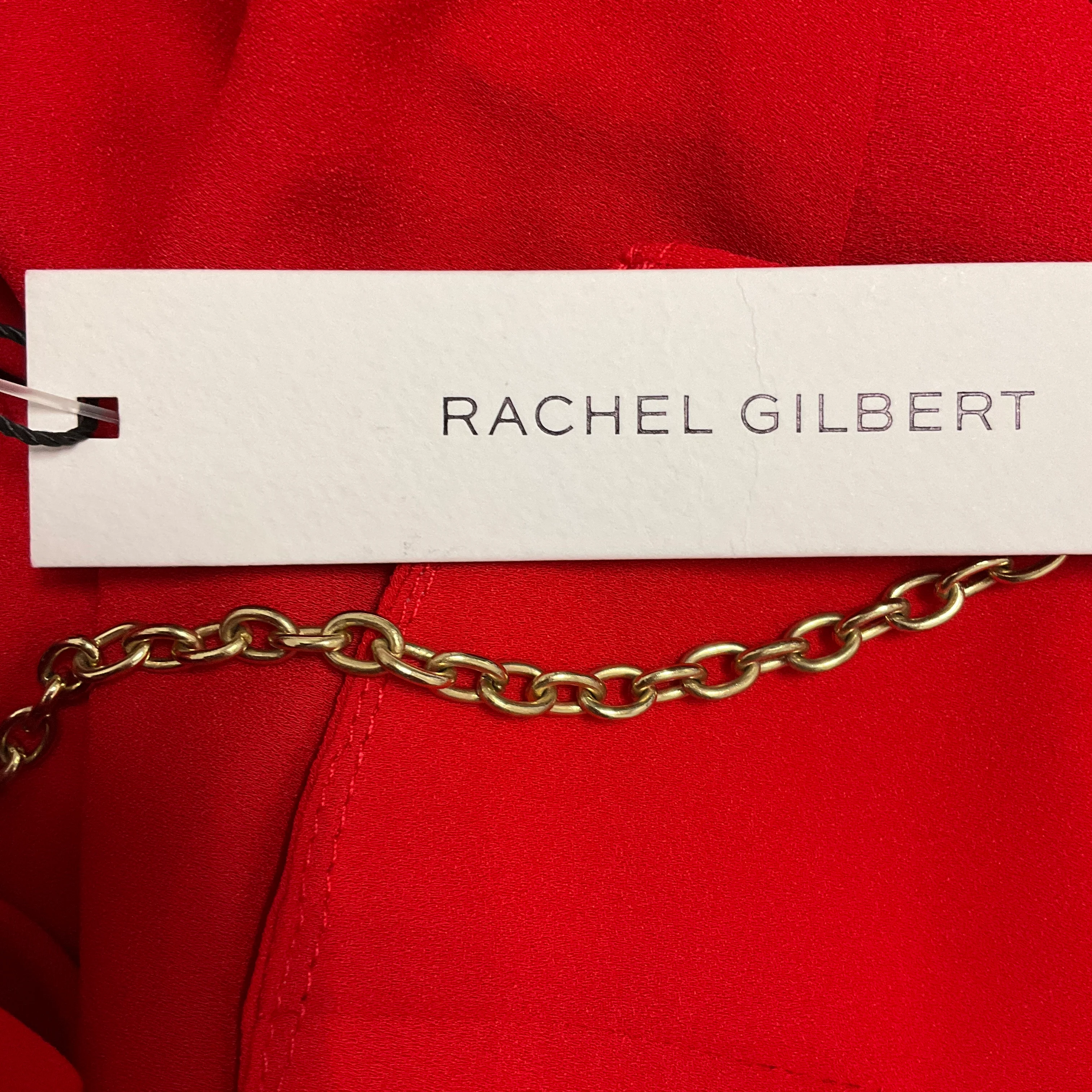 Rachel Gilbert Red Raye Crepe Gown / Formal Dress - Image 5