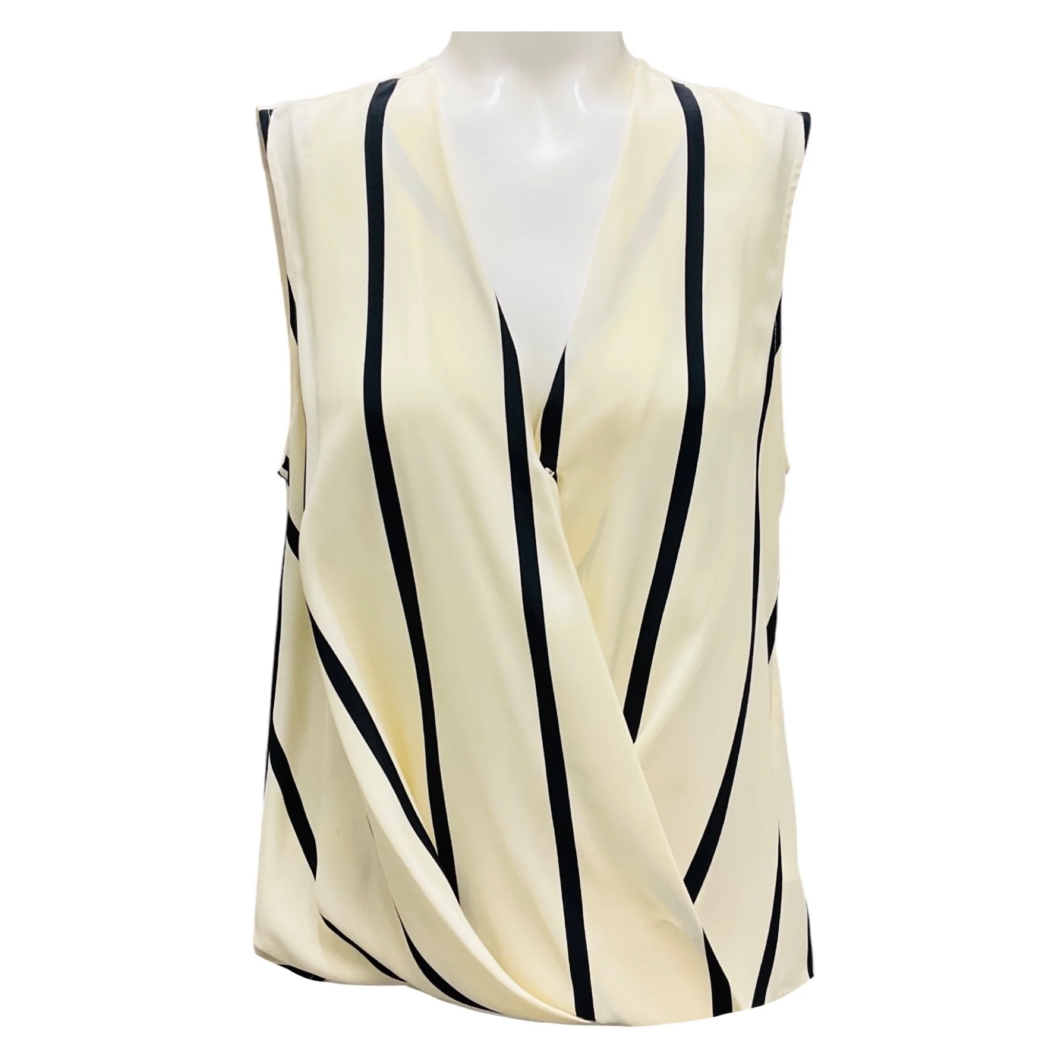 Rag & Bone Beige Stripe Sleeveless Victor Blouse