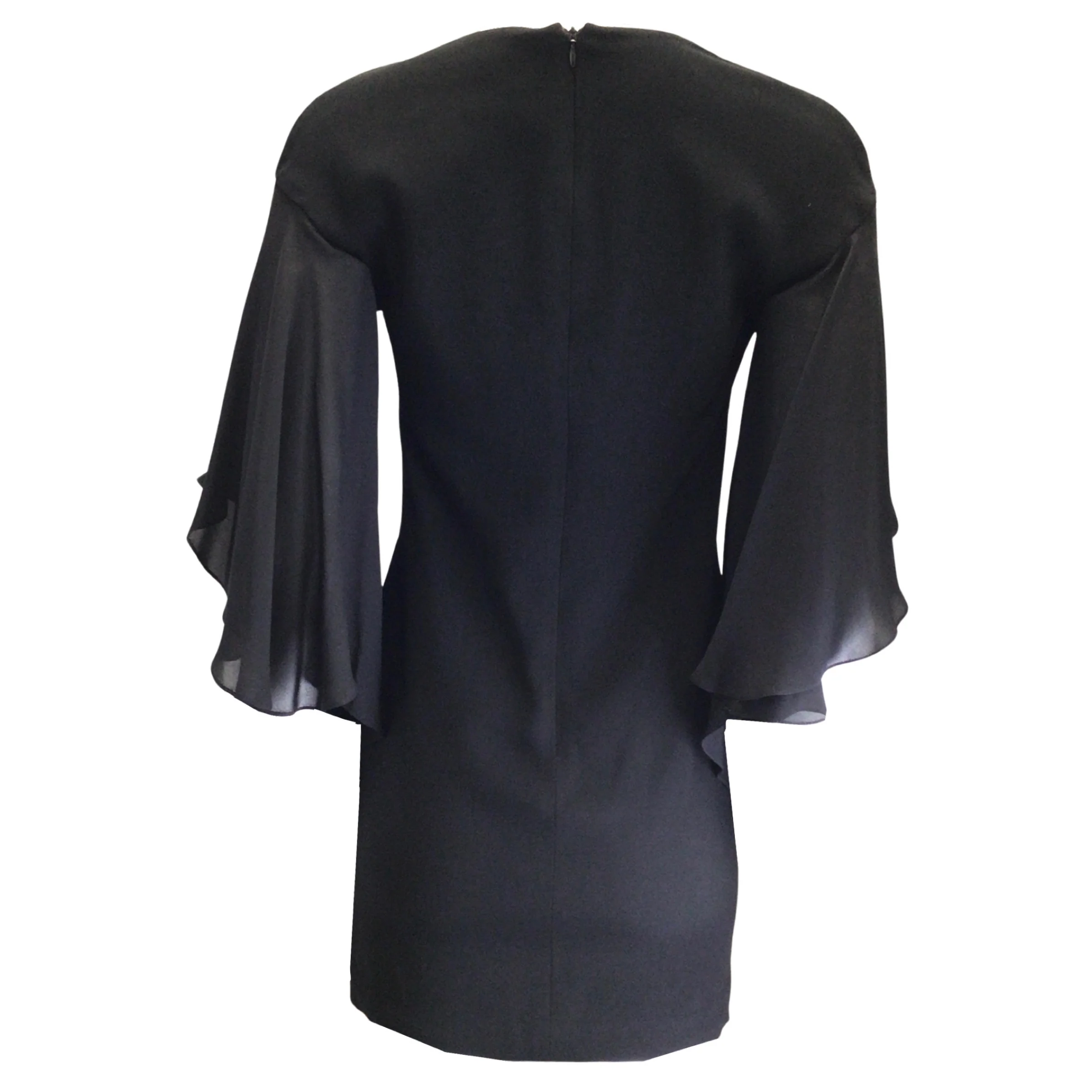 Ralph Lauren Black Label Black Flutter Sleeved Crepe Mini Dress - Image 3
