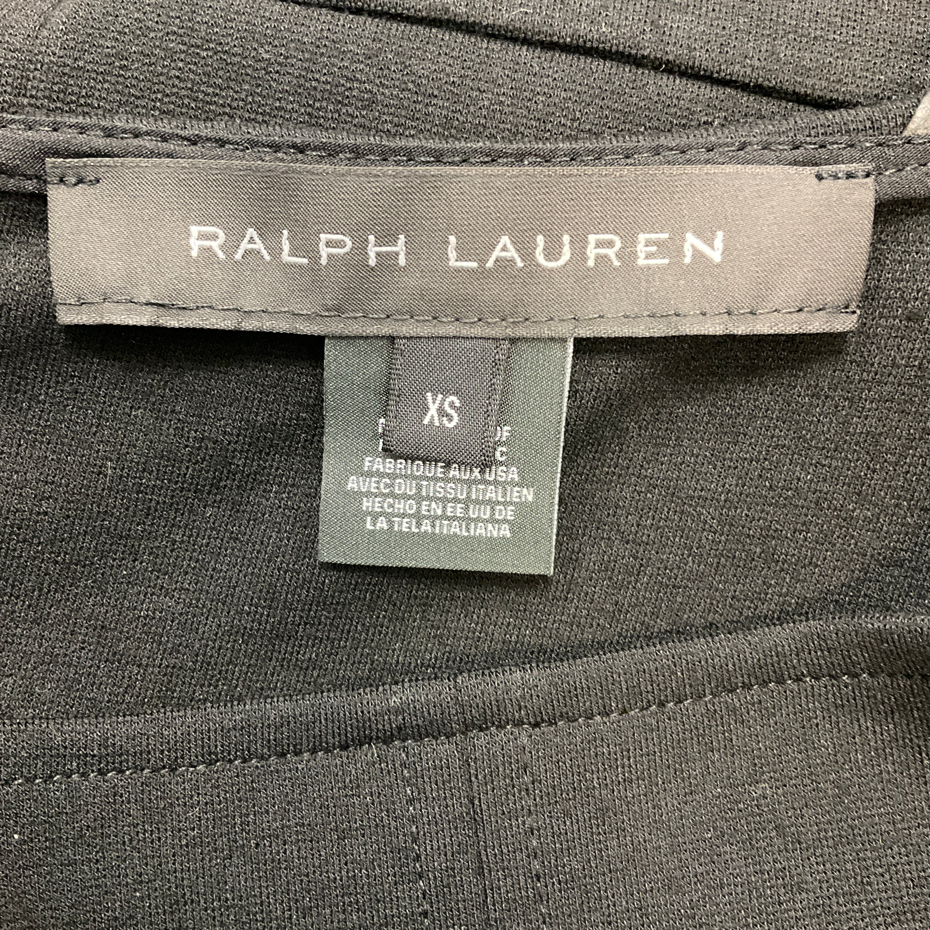 Ralph Lauren Black Label Black Lambskin Leather Trimmed Jersey Dress - Image 4