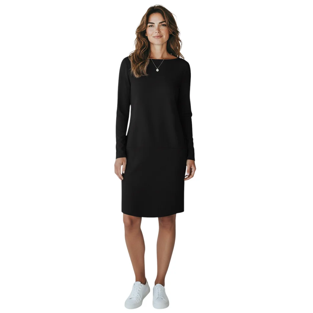 Ralph Lauren Black Label Black Lambskin Leather Trimmed Jersey Dress - Image 5