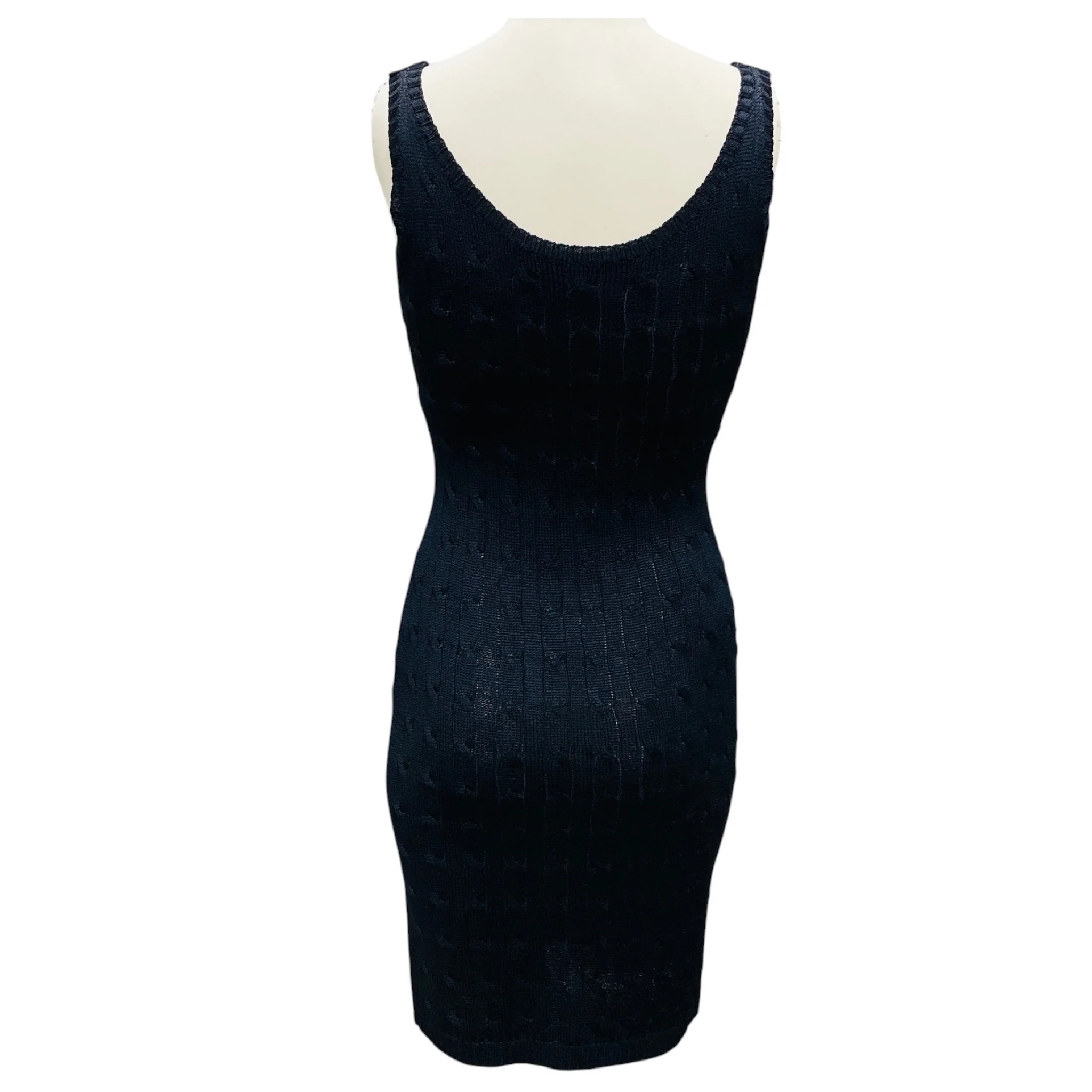 Ralph Lauren Black Label Navy Blue Silk Cable Knit Duster Cardigan and Dress Set - Image 6