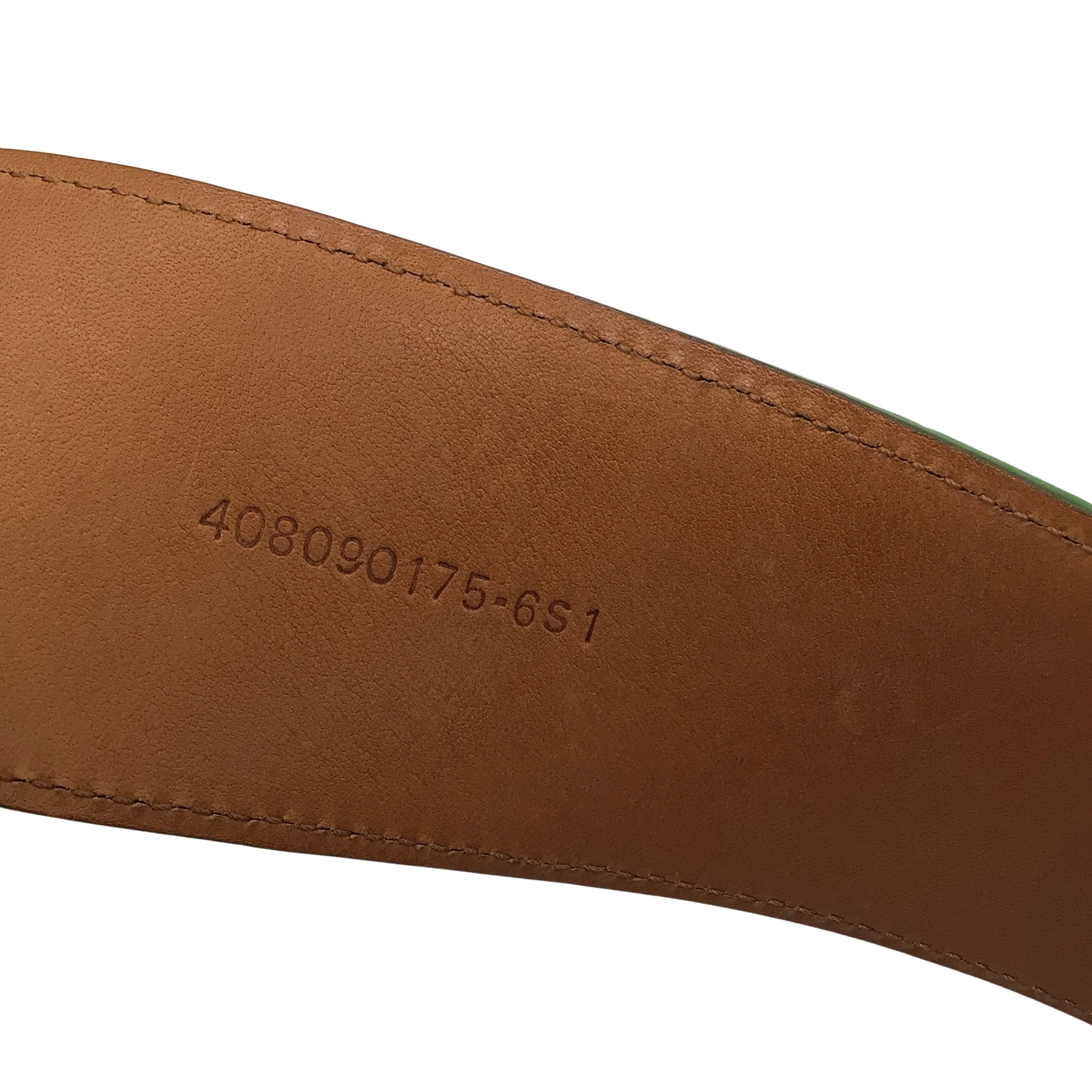 Ralph Lauren Green / Silver Lock Charm Wide Alligator Skin Leather Belt - Image 6