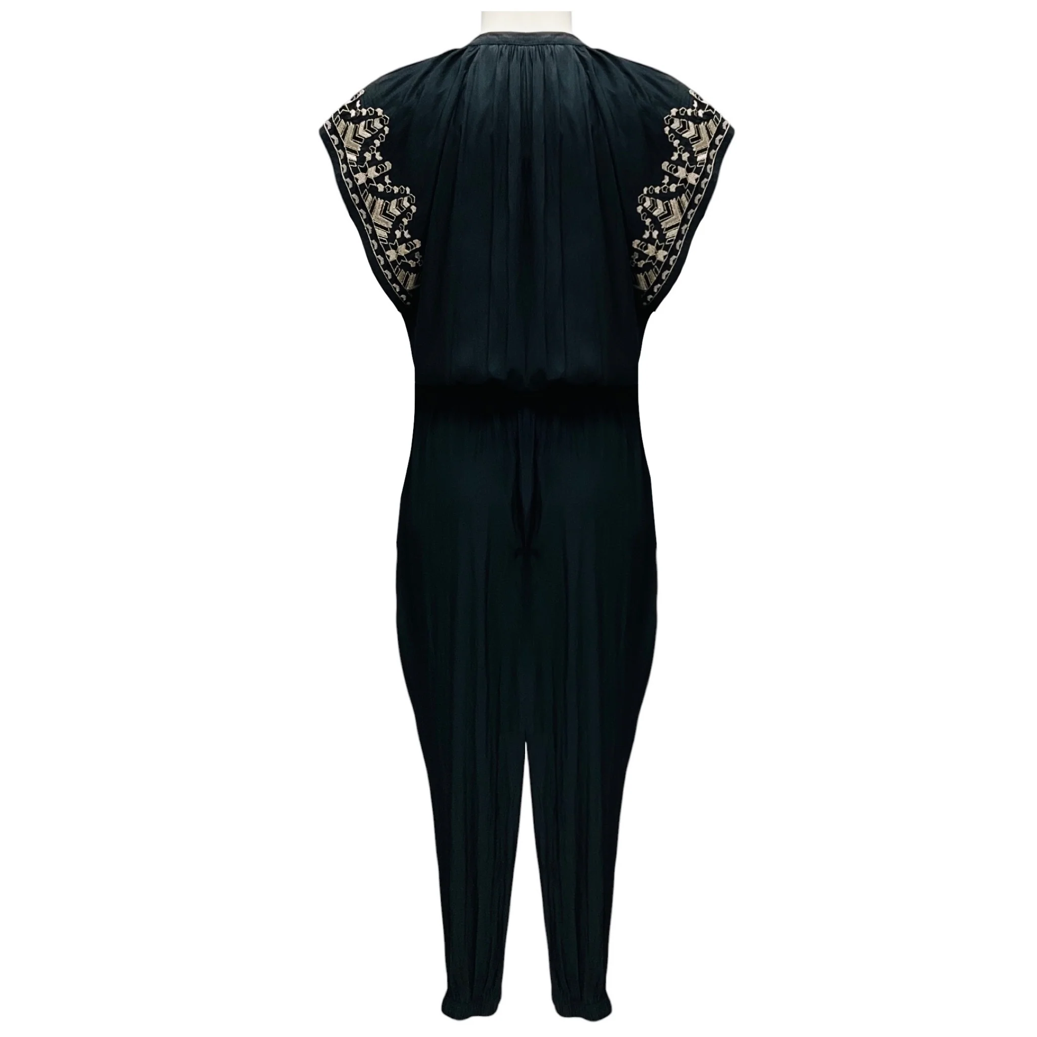 Ramy Brook Black Embroidered Button Front Jumpsuit - Image 3