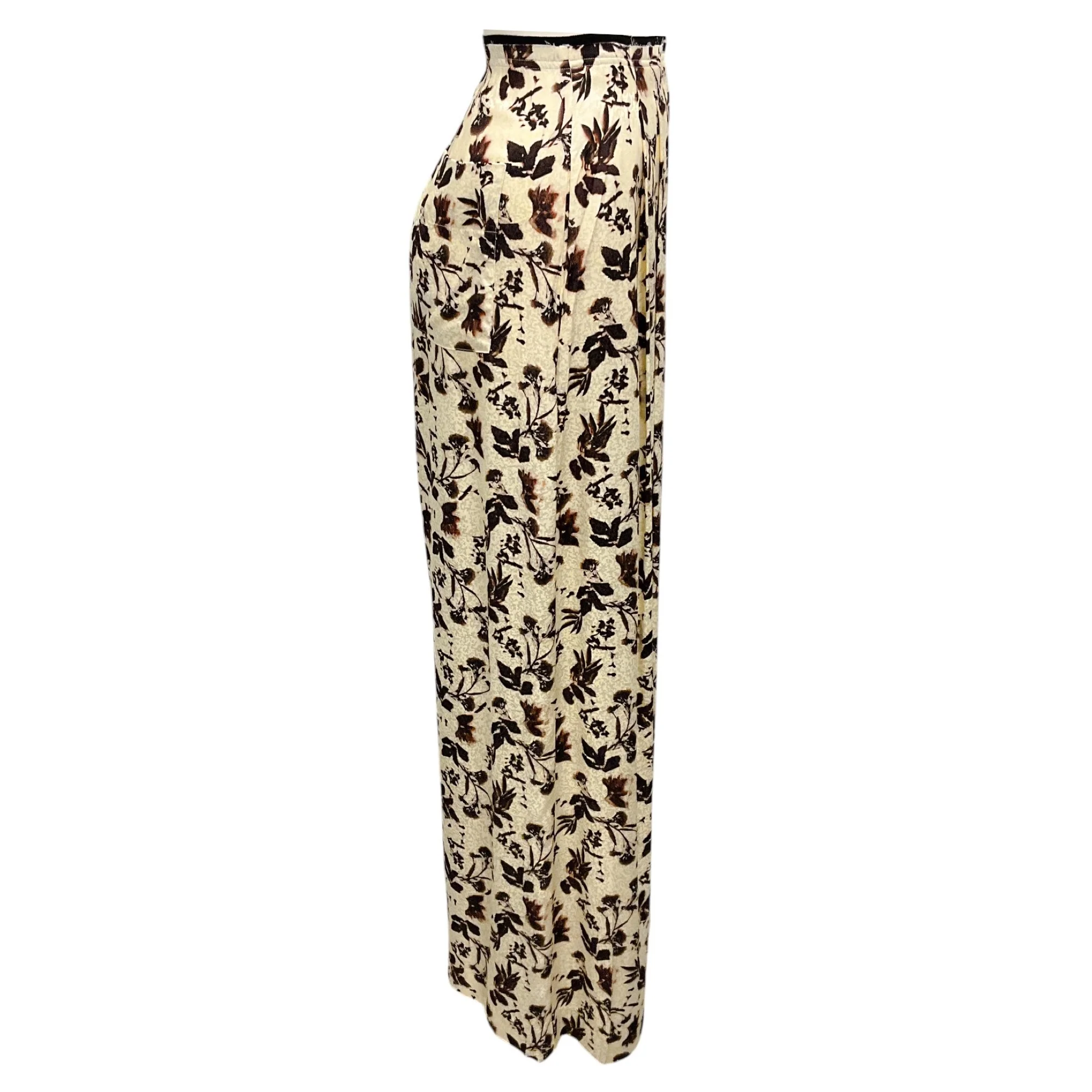 Raquel Allegra Cream Flower Trapeze Pant - Image 2